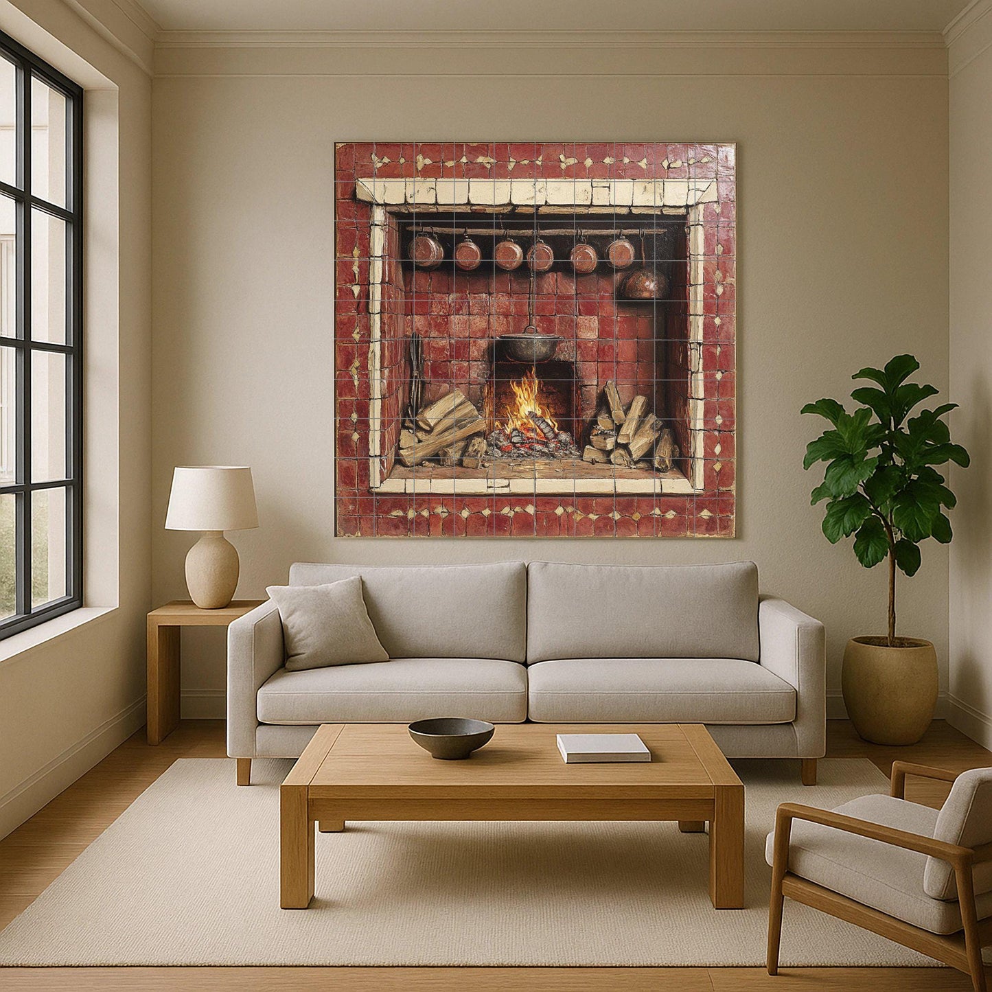 Fresque en Carrelage Chimenea Rustique — Art Rustique de Ferme