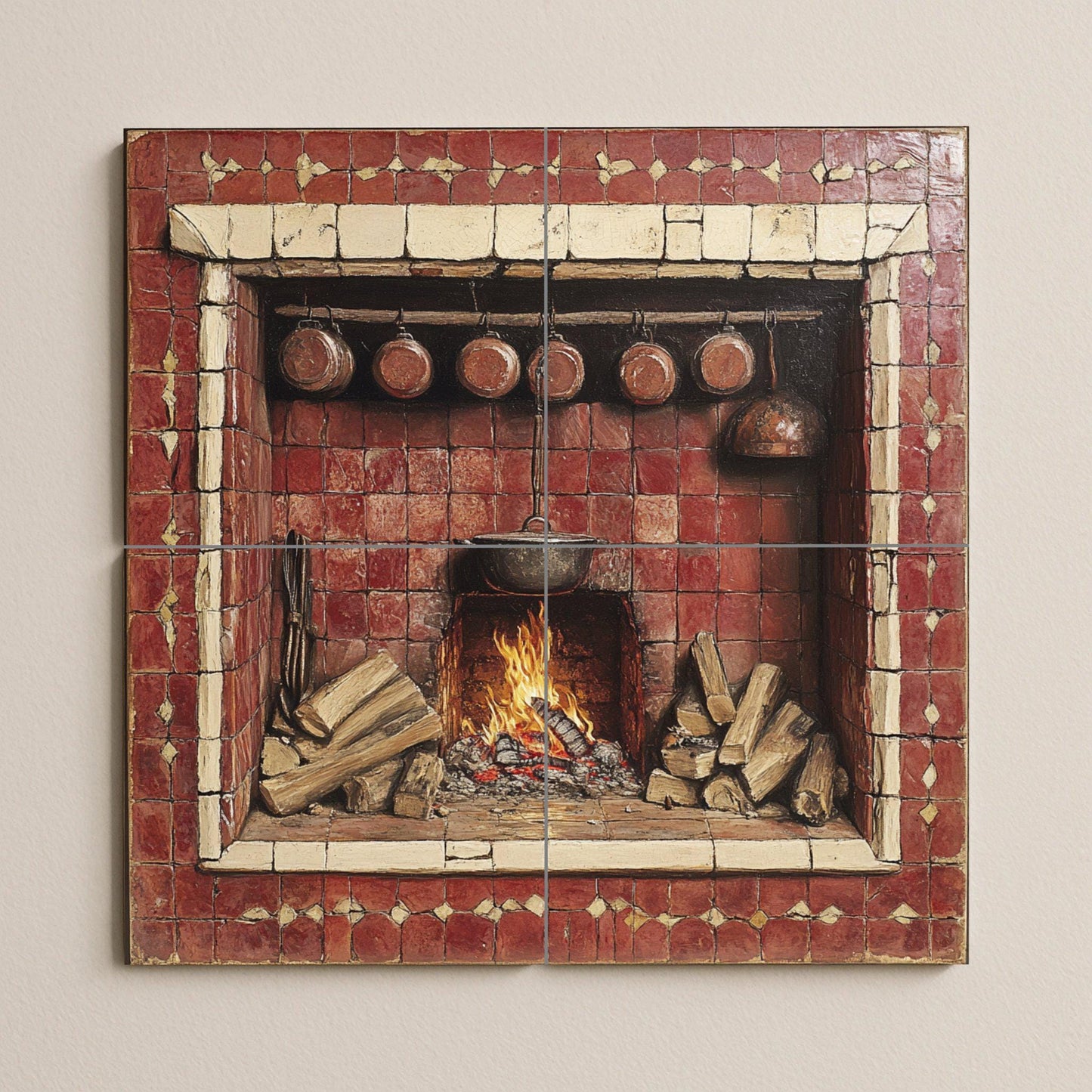 Fresque en Carrelage Chimenea Rustique — Art Rustique de Ferme