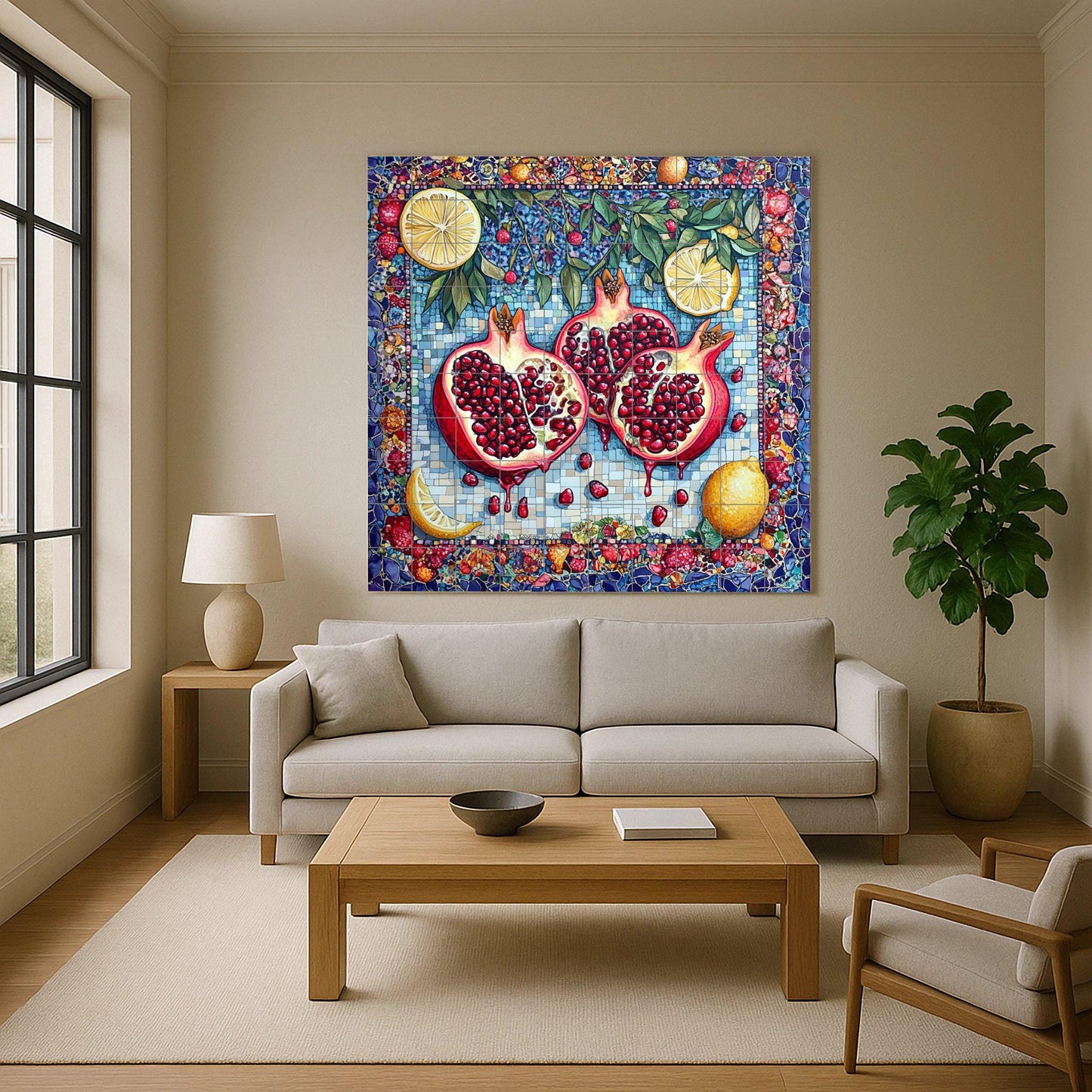 Pomegranate mediterránea — Rustic Farmhouse Art · Tile Wall Art