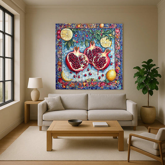 Pomegranate mediterránea — Rustic Farmhouse Art · Tile Wall Art