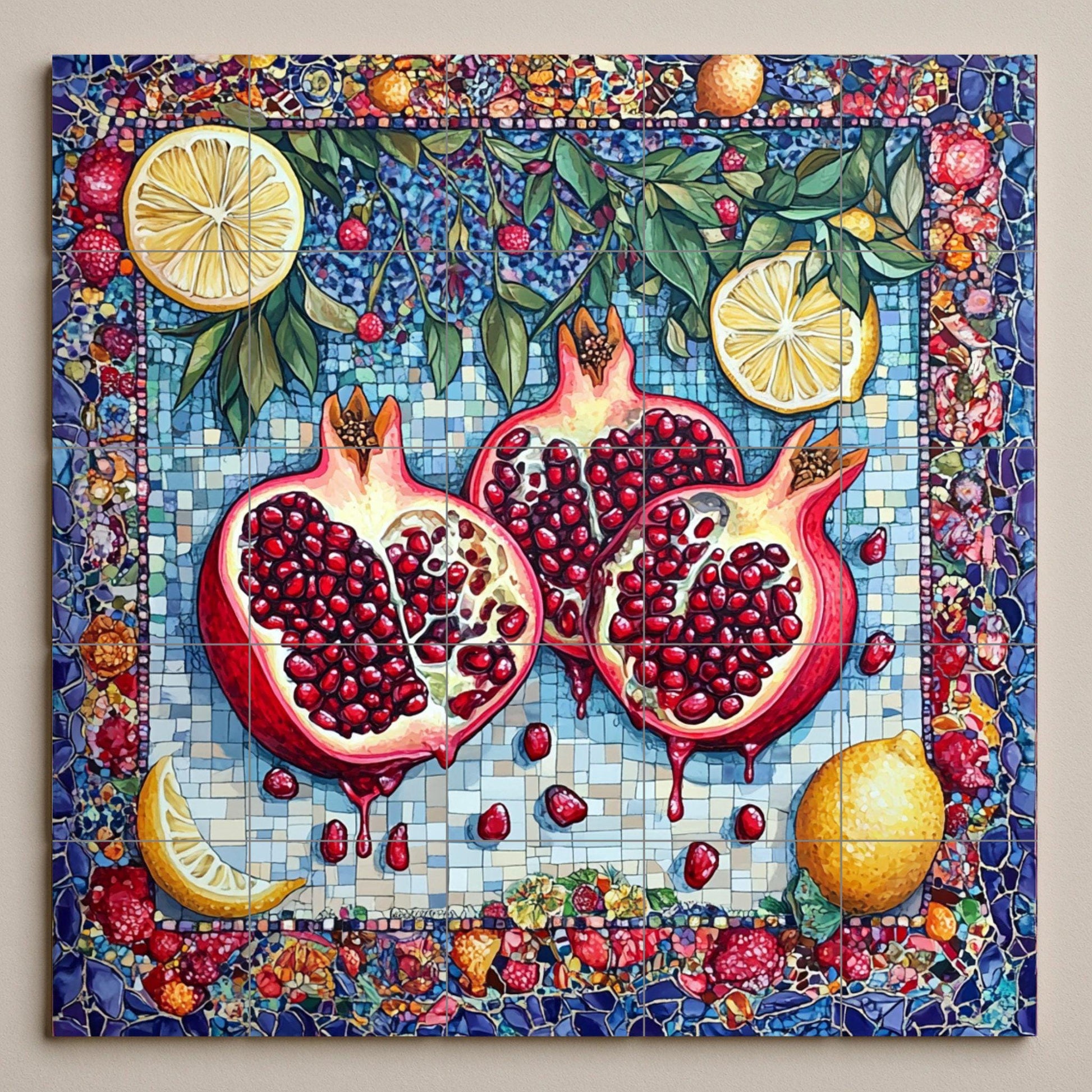 Pomegranate mediterránea — Rustic Farmhouse Art · Tile Wall Art