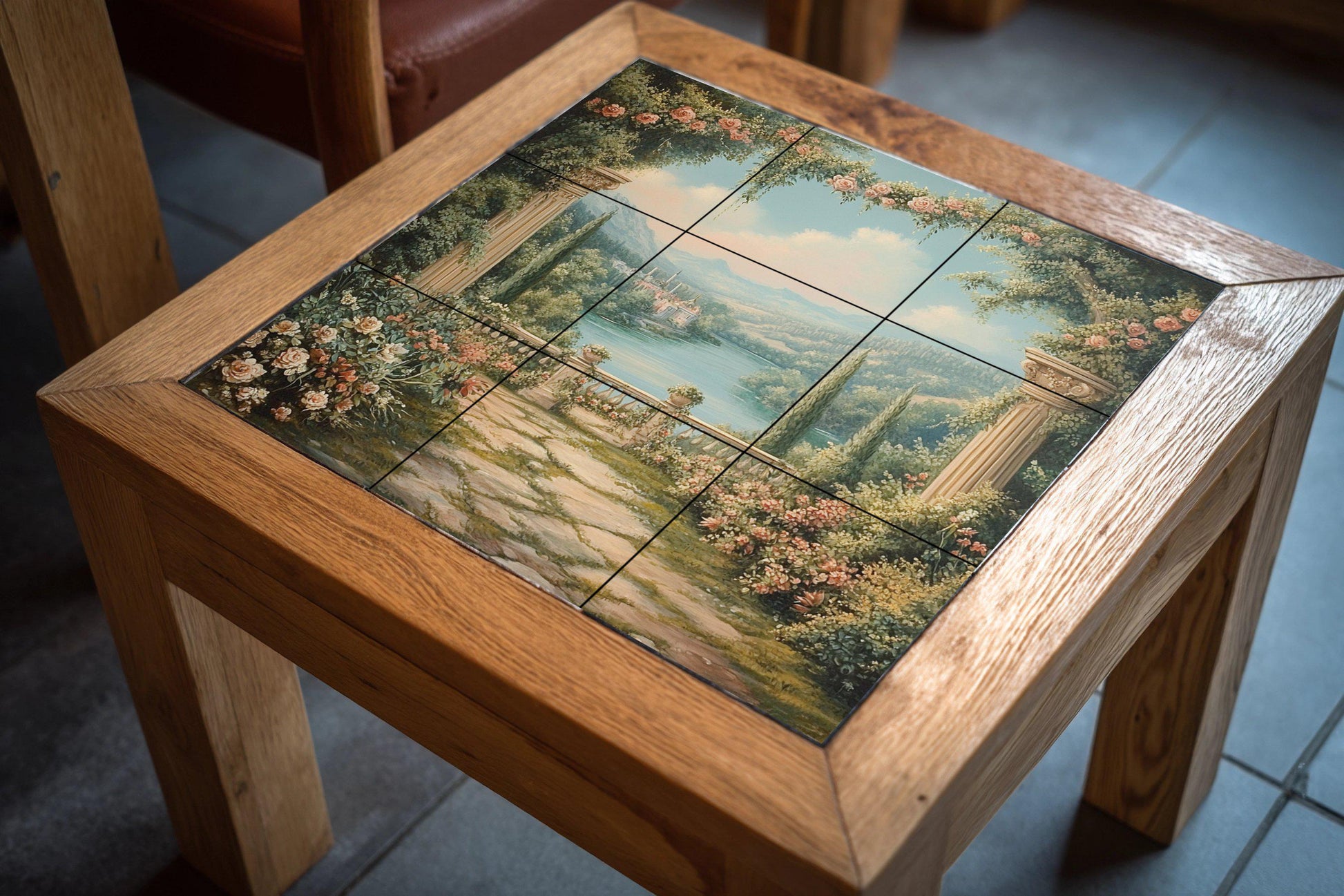 Garten Romantisch · Keramik-Wandbild — Botanische Landschaft