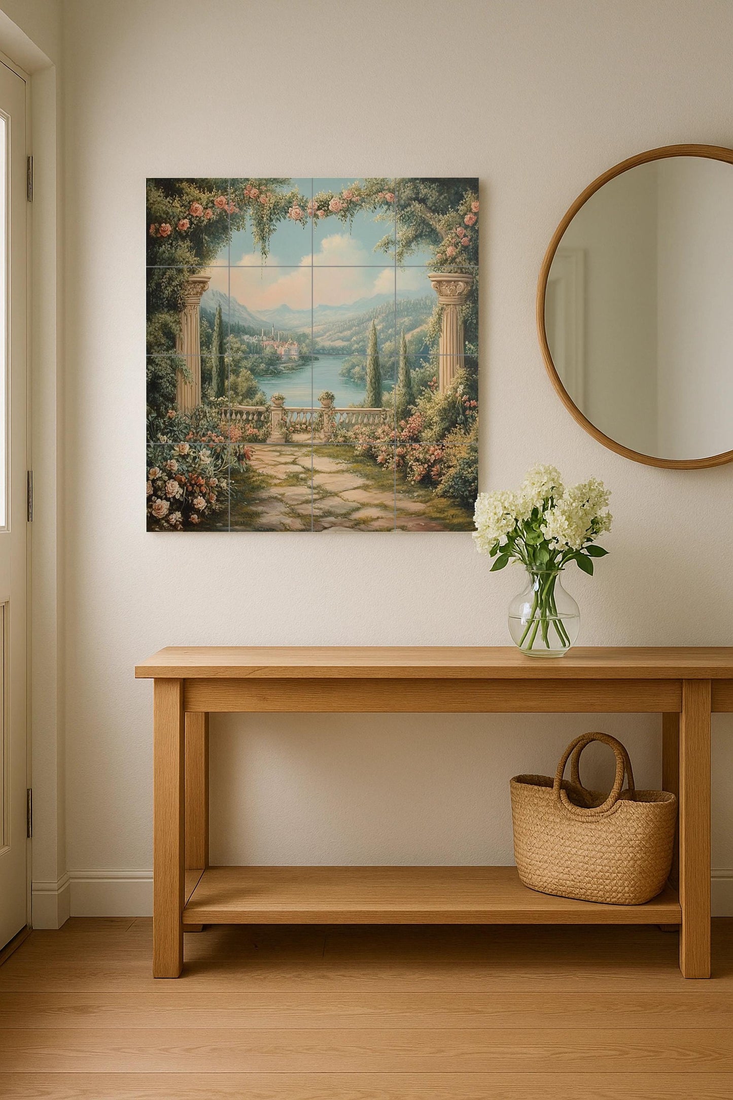 Garten Romantisch · Keramik-Wandbild — Botanische Landschaft