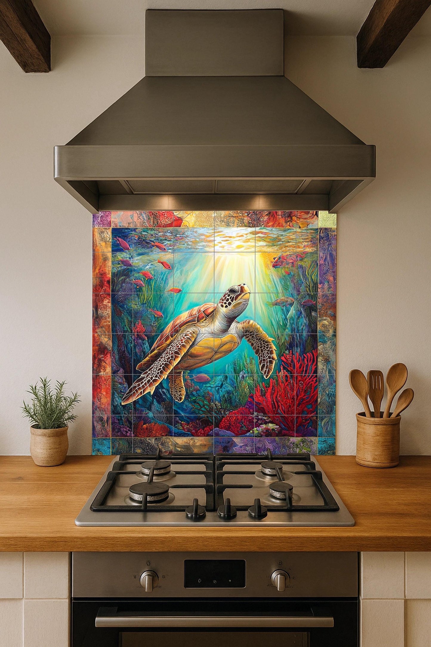 Murale in Piastrelle Diseño de tortuga marina — Arte di Mare e Costa