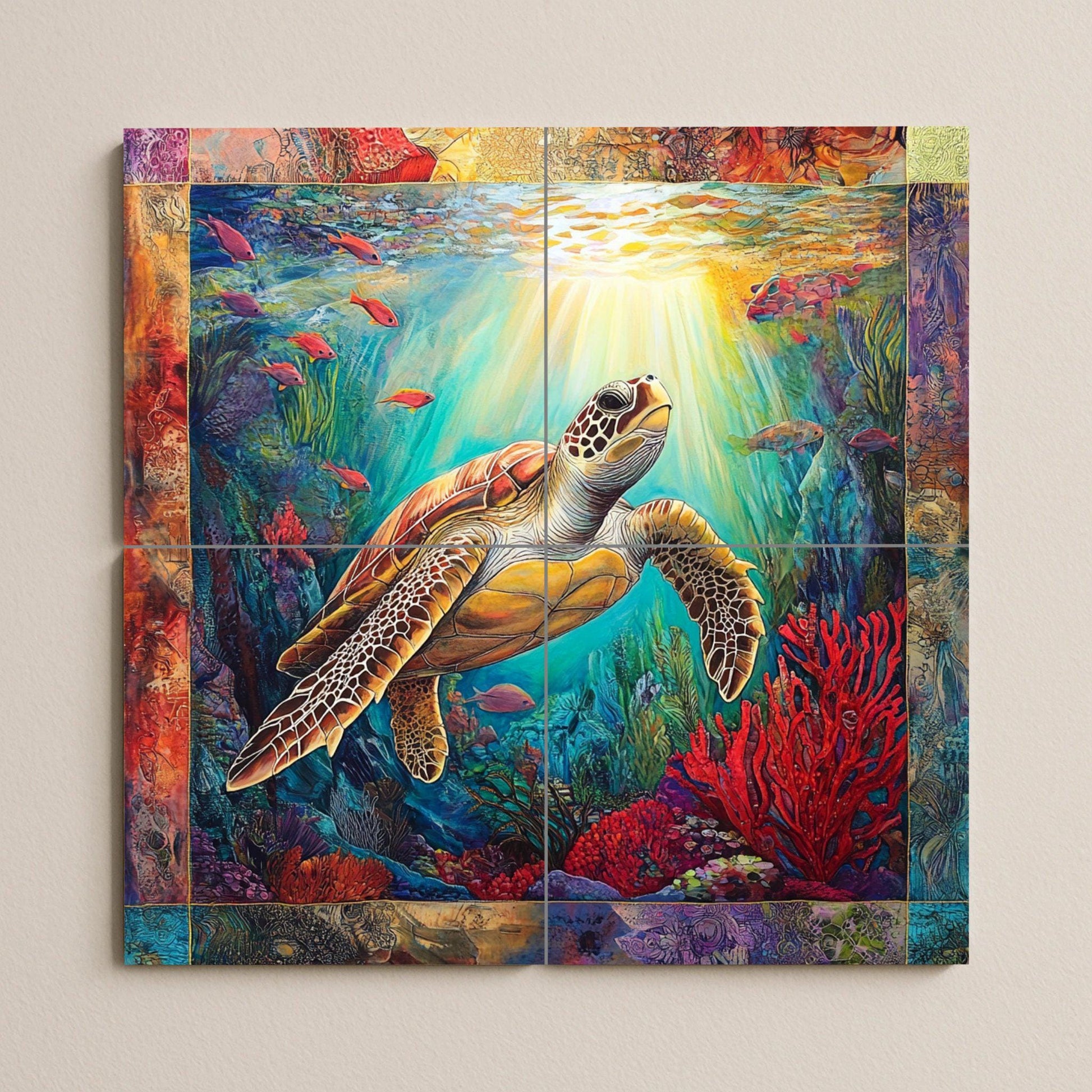 Murale in Piastrelle Diseño de tortuga marina — Arte di Mare e Costa
