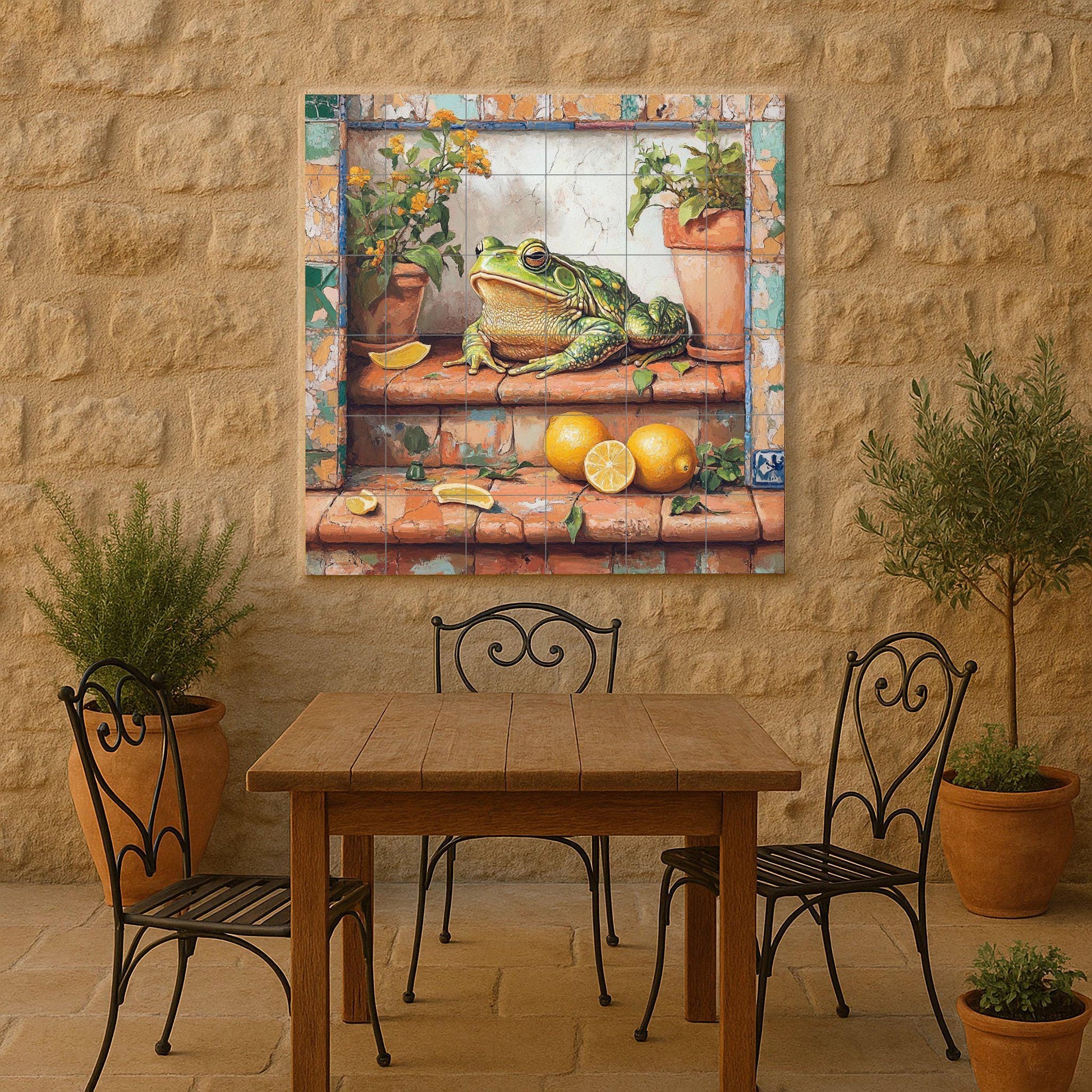Fresque en Carrelage Diseño de rana Rustique — Cuisine de Campagne