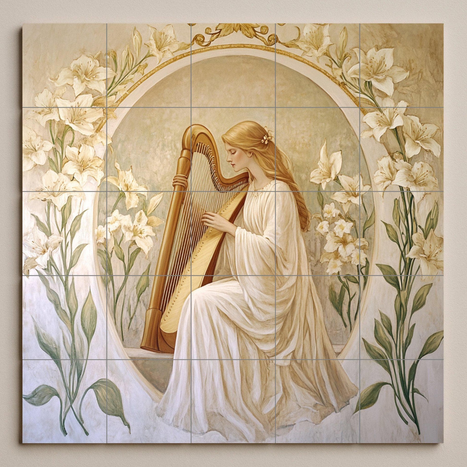 Jugendstil — Fliesen-Wandbild aus Keramik · Garten- & Natur-Dekor