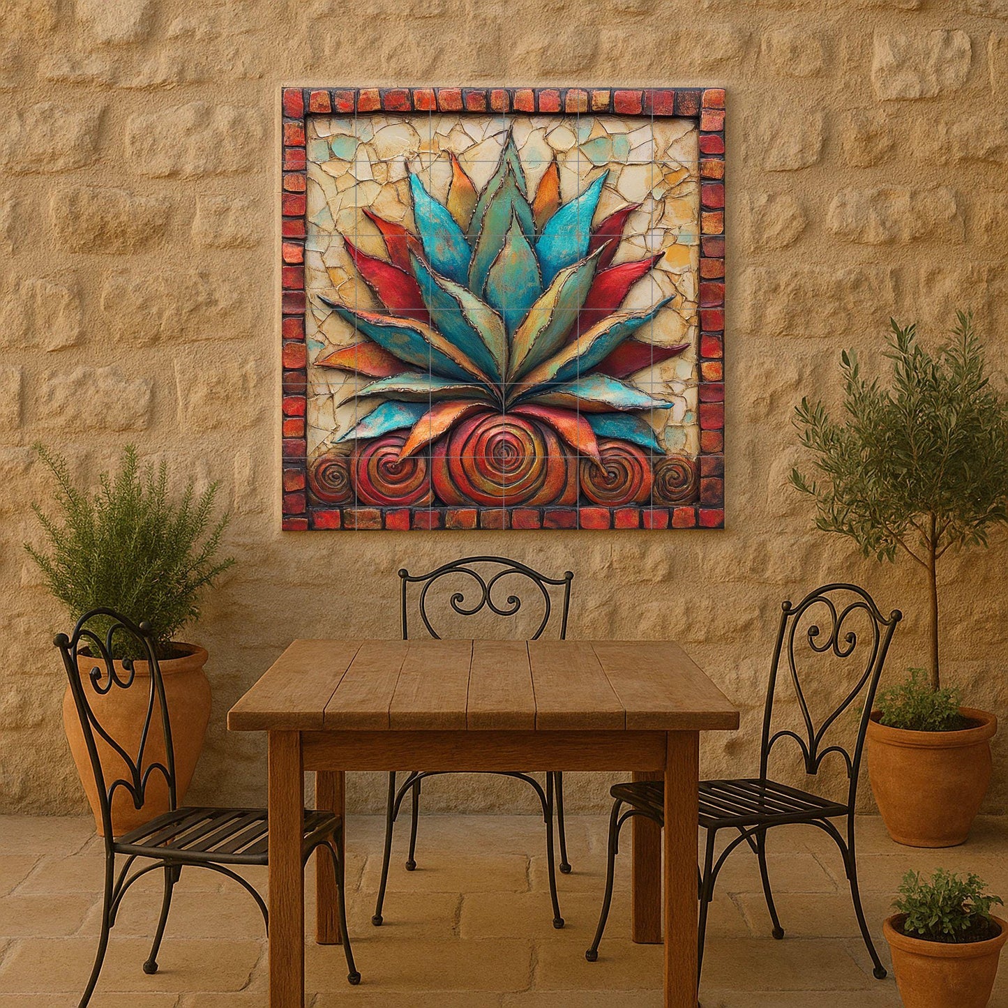 Ceramic Tile Mural: Agave Mexican — Folk & Ornamental Art