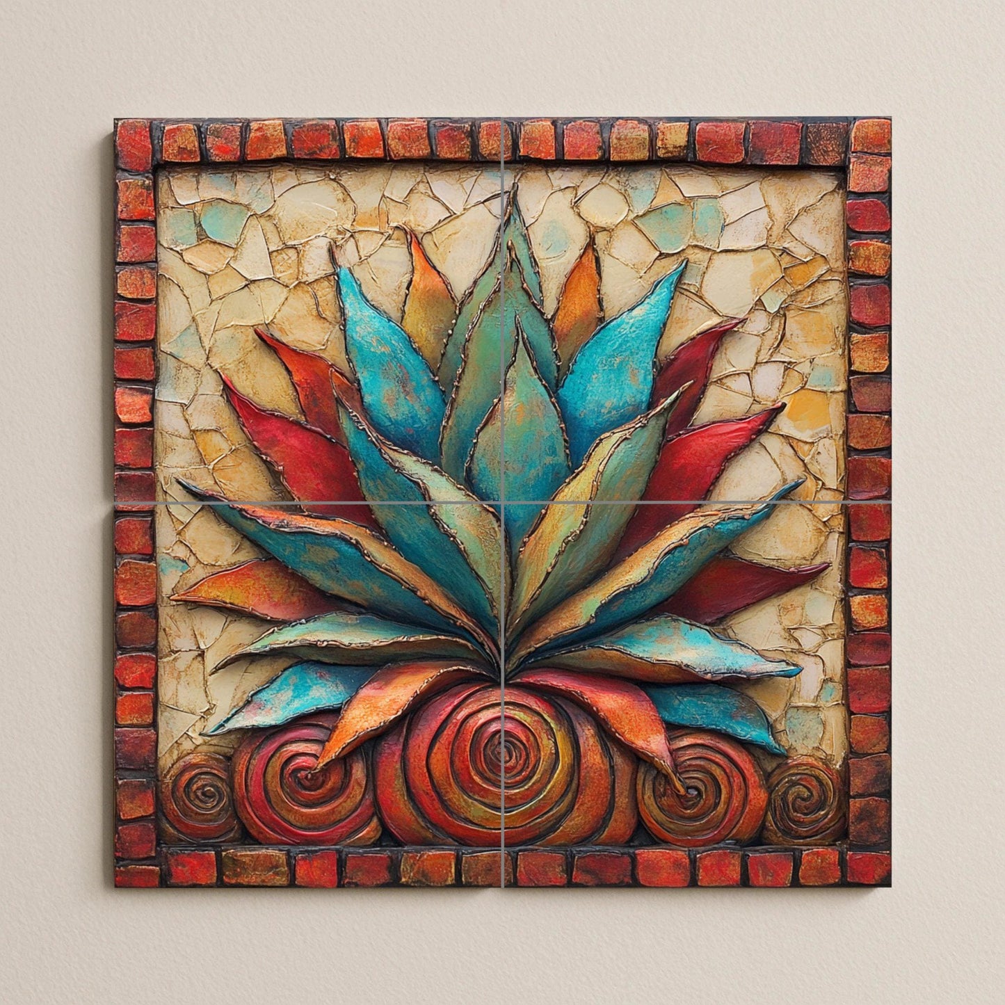 Ceramic Tile Mural: Agave Mexican — Folk & Ornamental Art