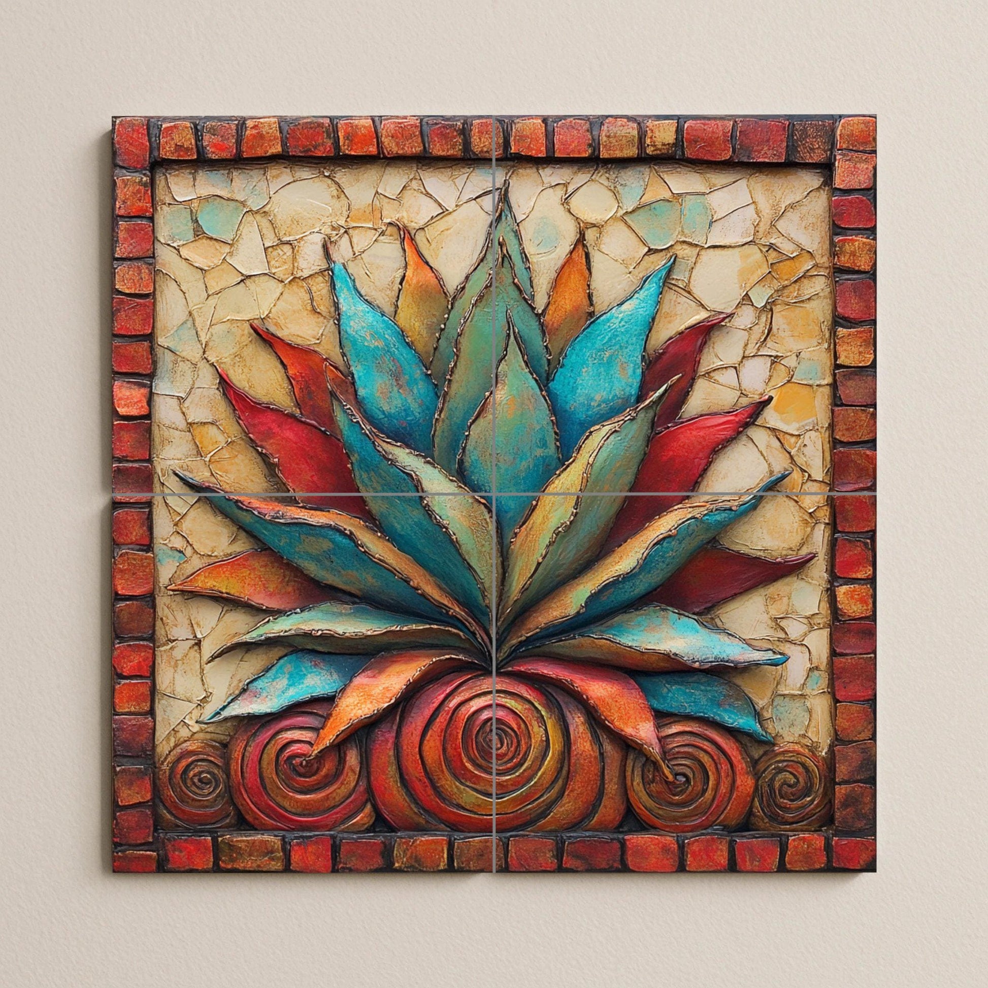 Ceramic Tile Mural: Agave Mexican — Folk & Ornamental Art
