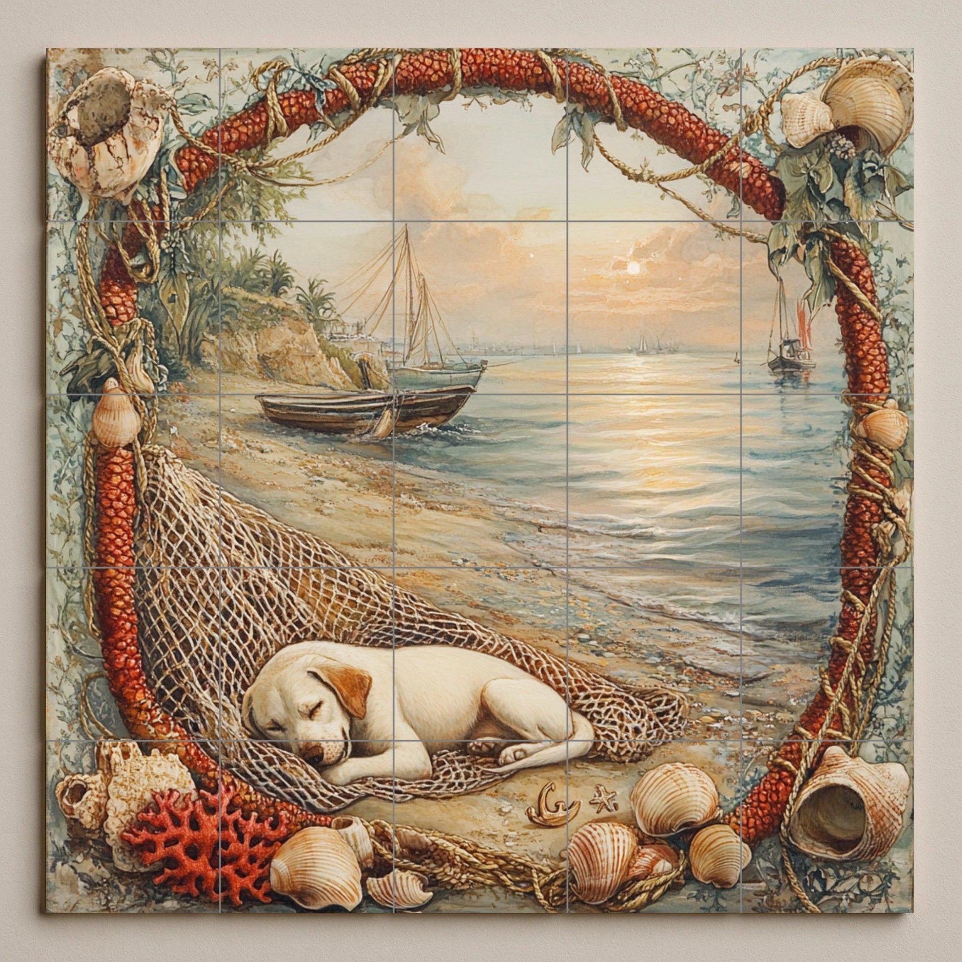 A cachorro by at the Sea · Ceramic Wall Mural — Nautical Wall Décor