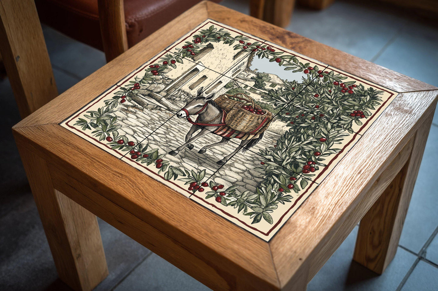 Temática rústica de recolección de aceitunas — Countryside Kitchen Art · Tile Wall Art