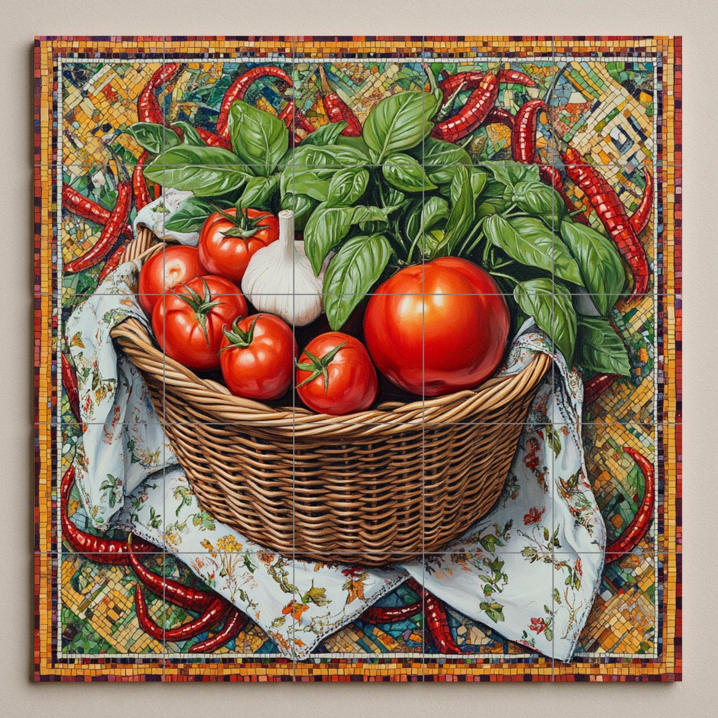 Küche Rustikal Italienisch — Landhausküchen-Kunst, Wandkunst aus Keramikfliesen