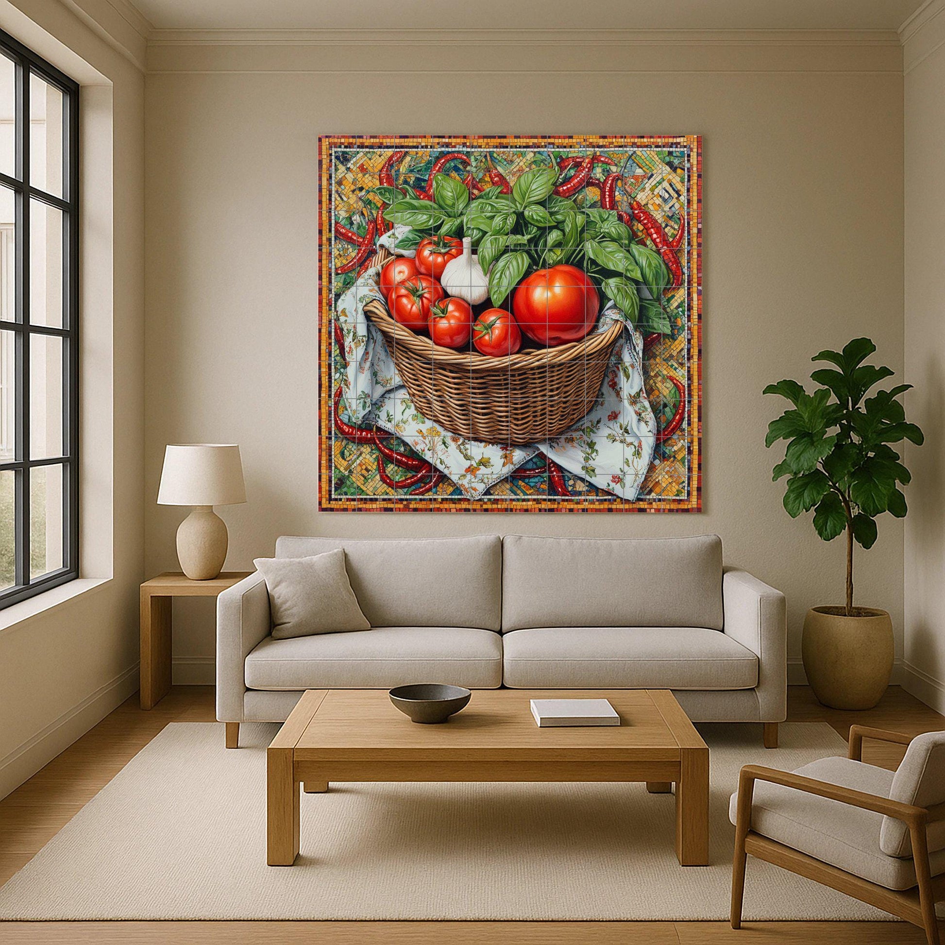 Küche Rustikal Italienisch — Landhausküchen-Kunst, Wandkunst aus Keramikfliesen
