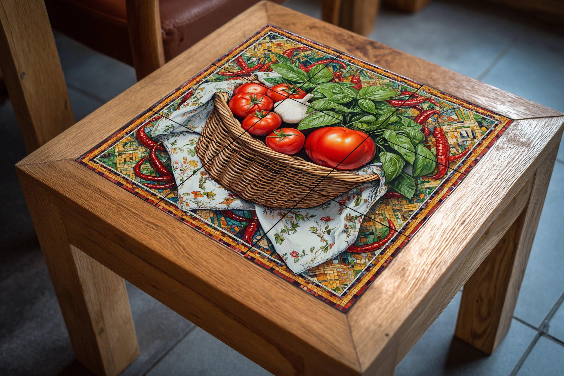 Küche Rustikal Italienisch — Landhausküchen-Kunst, Wandkunst aus Keramikfliesen