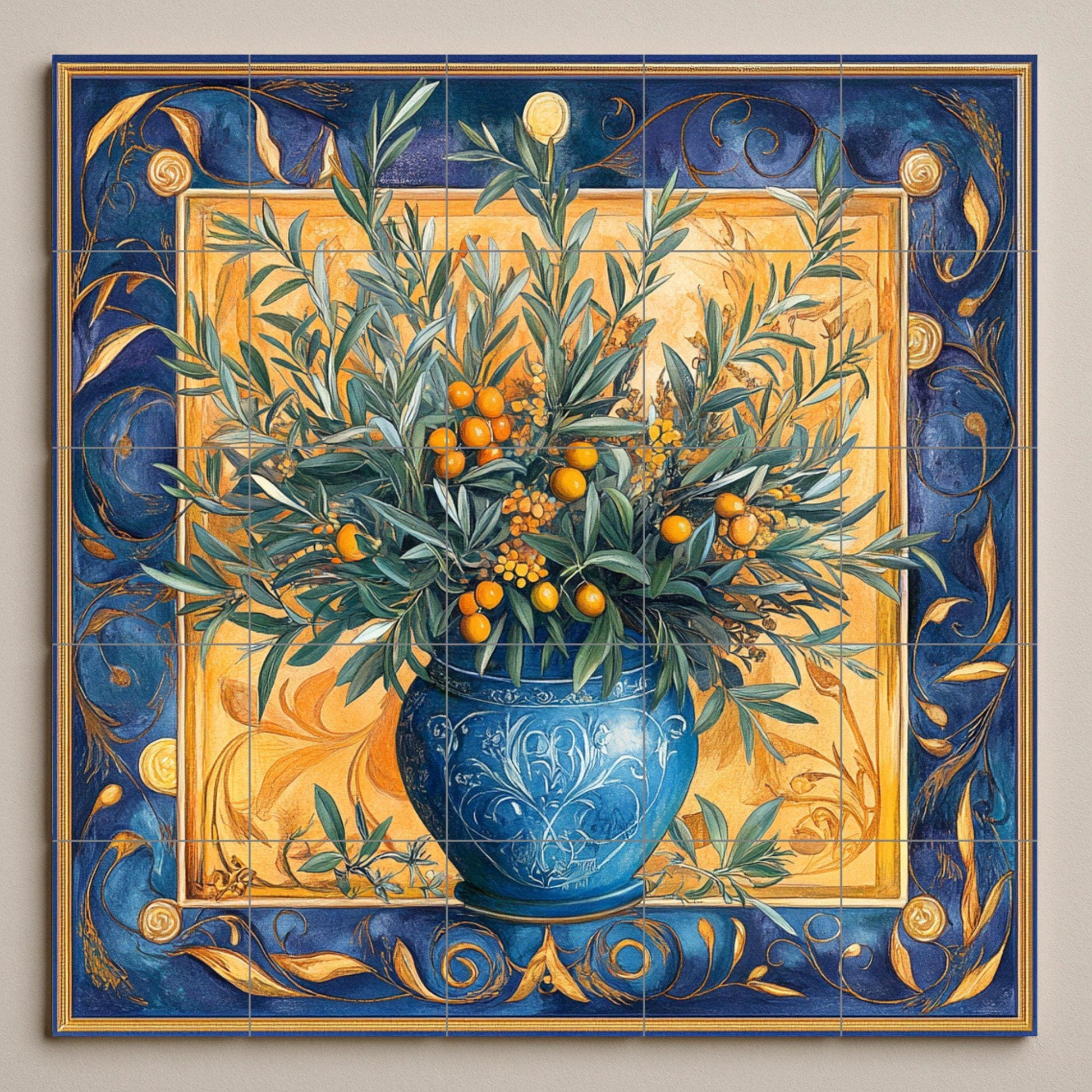 Vaso di aceitunas Mediterraneo — Fiori e Paesaggi, Arte da Parete in Ceramica