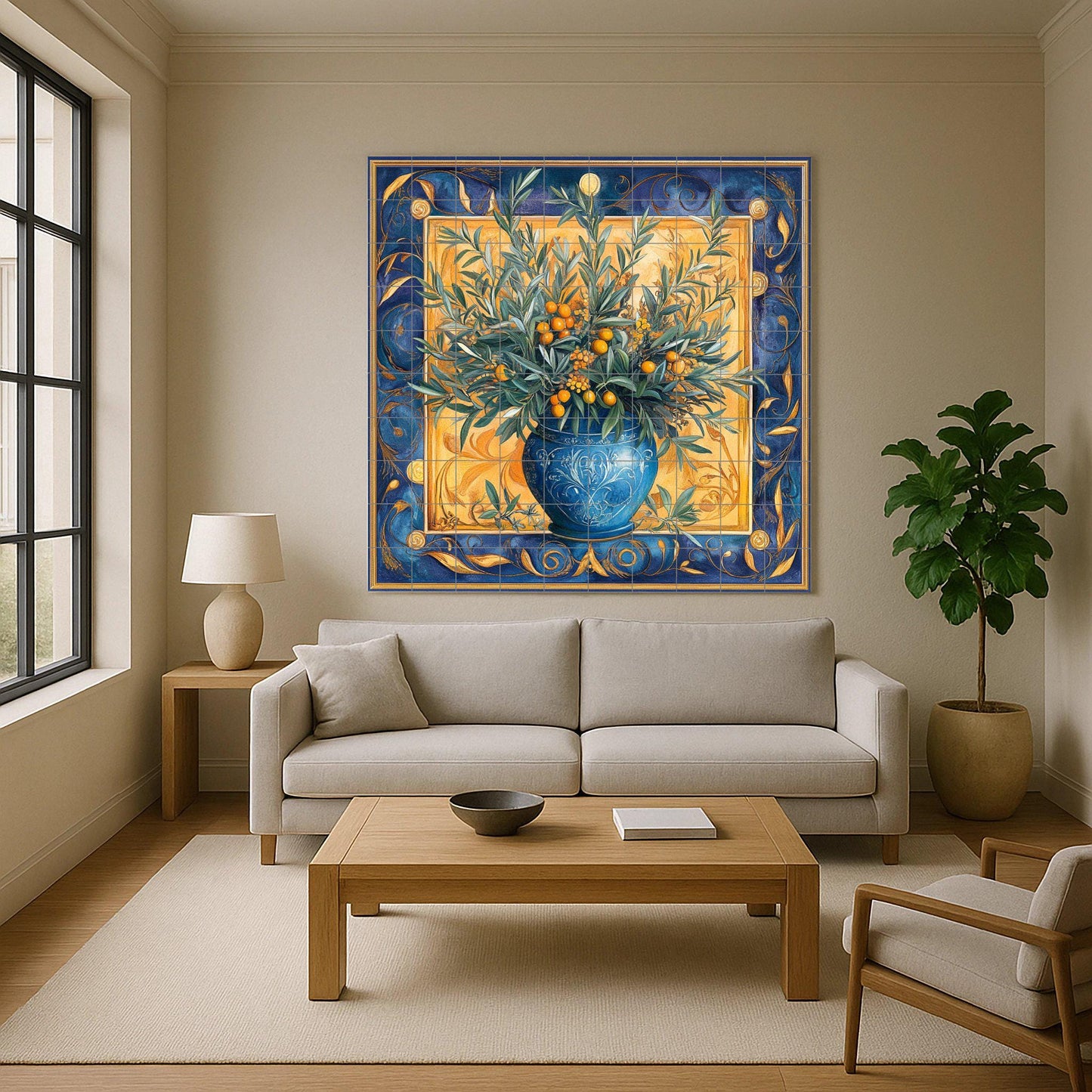 Vaso di aceitunas Mediterraneo — Fiori e Paesaggi, Arte da Parete in Ceramica