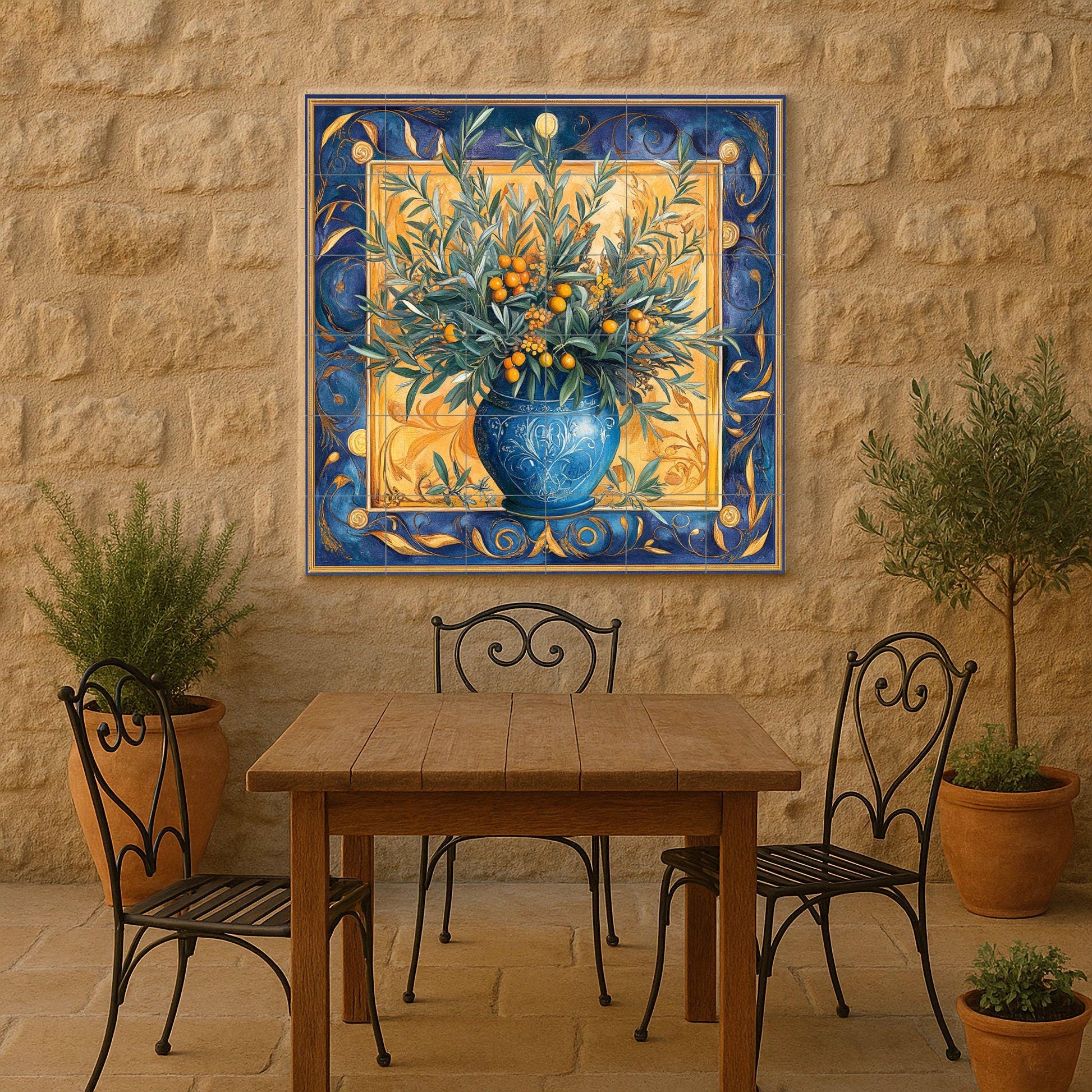 Vaso di aceitunas Mediterraneo — Fiori e Paesaggi, Arte da Parete in Ceramica
