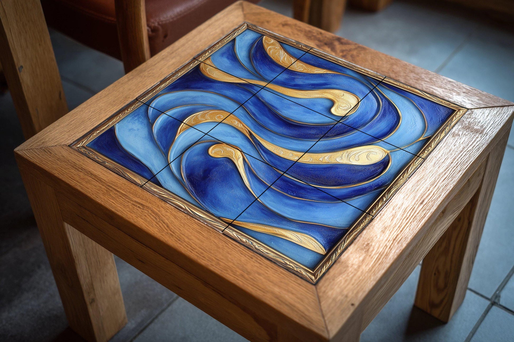 Abstractos Blu e Dorati per pared. Pannello d — Arte Rustica di Fattoria, Arte da Parete in Ceramica