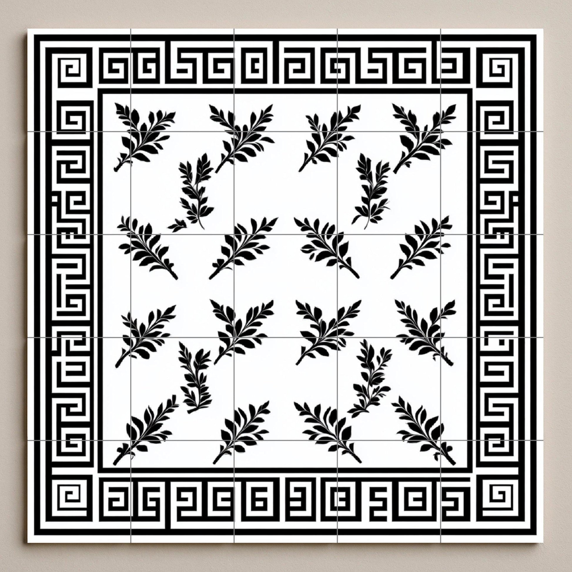 Mural de azulejos de cerámica con clave griega, panel decorativo de…