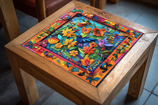 Ceramic Tile Mural: Cerámica of Art Folk Mexican with Birds and Flowers tropicales — Garden & Scenery Décor