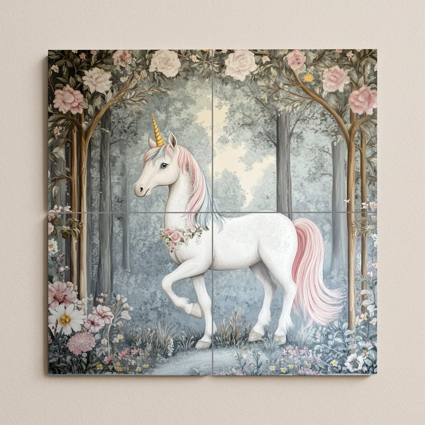 Unicornio encantado — Mythology Wall Art · Ceramic Tile Mural