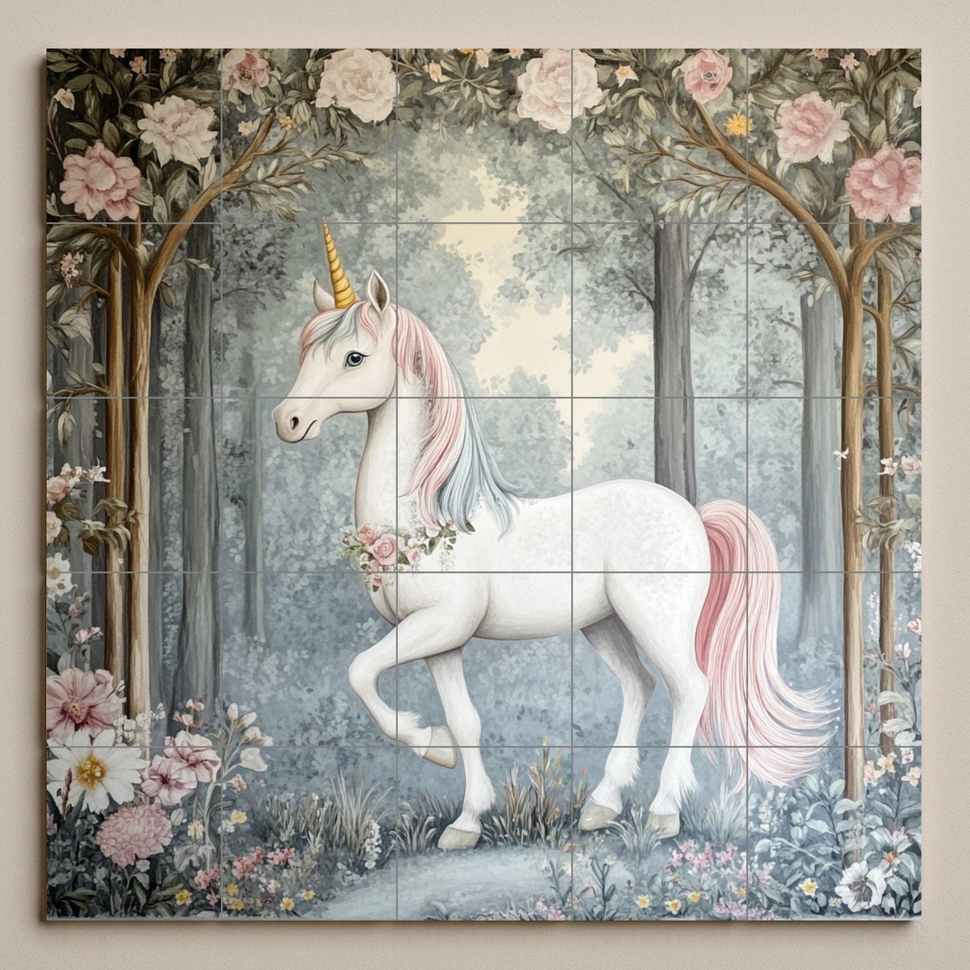 Unicornio encantado — Mythology Wall Art · Ceramic Tile Mural