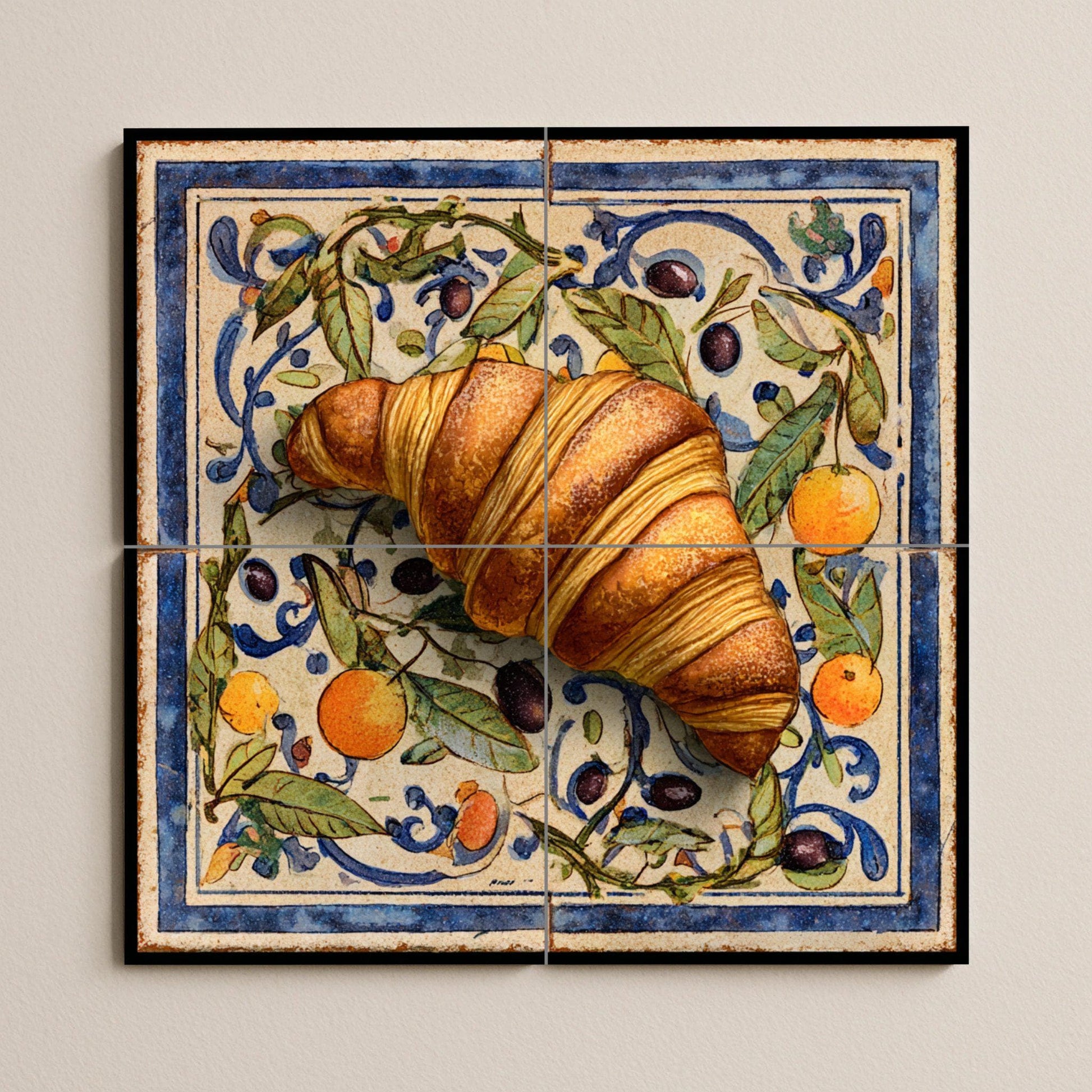 Mediterránea mit diseño von Croissant — Fliesen-Wandbild aus Keramik · Rustikale Bauernhaus-Kunst