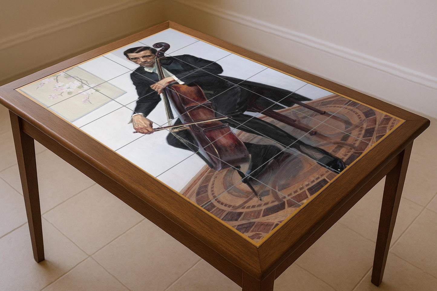 Cellist — Decorative Pattern Mural · Tile Wall Art