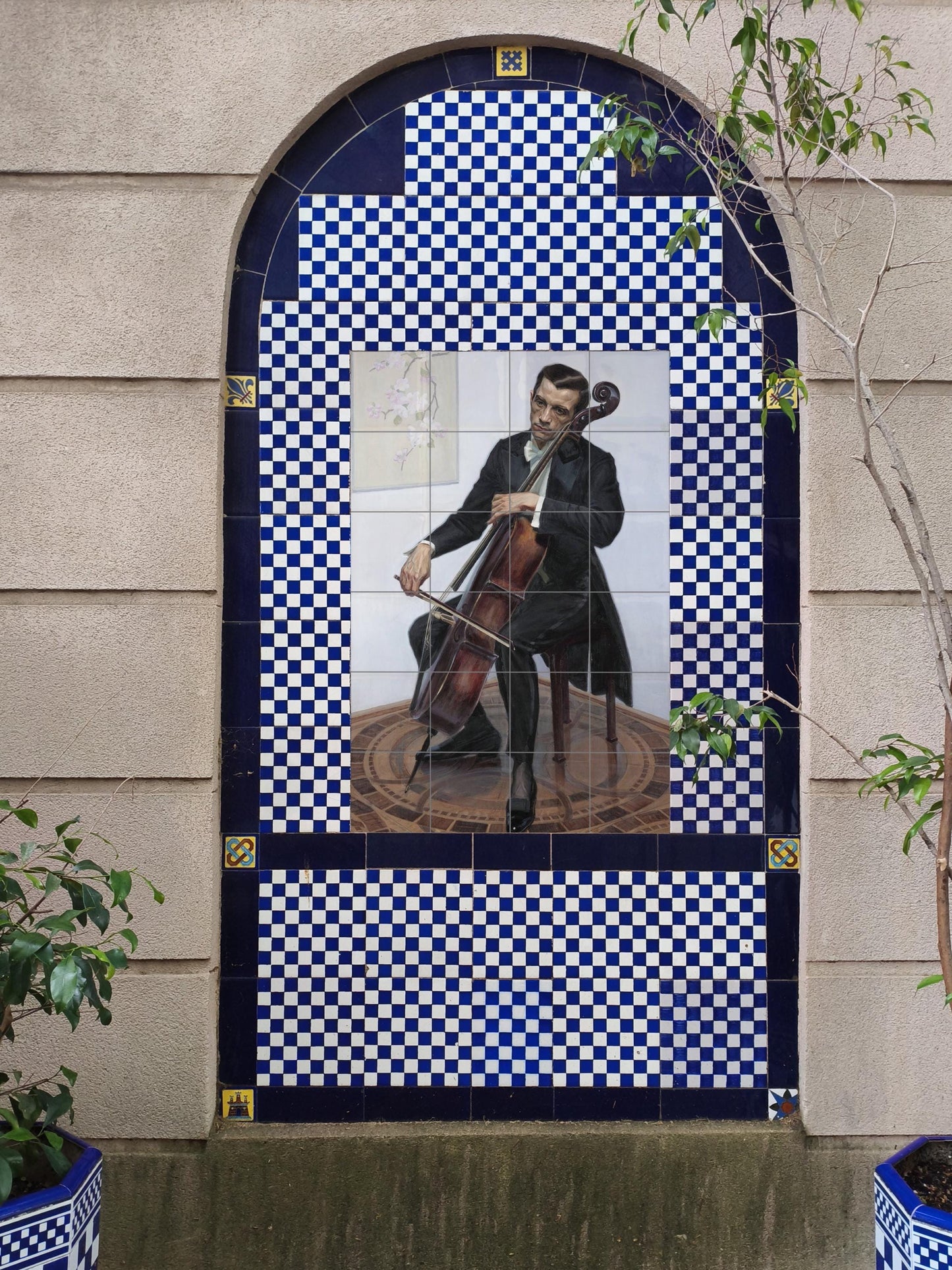 Cellist — Decorative Pattern Mural · Tile Wall Art