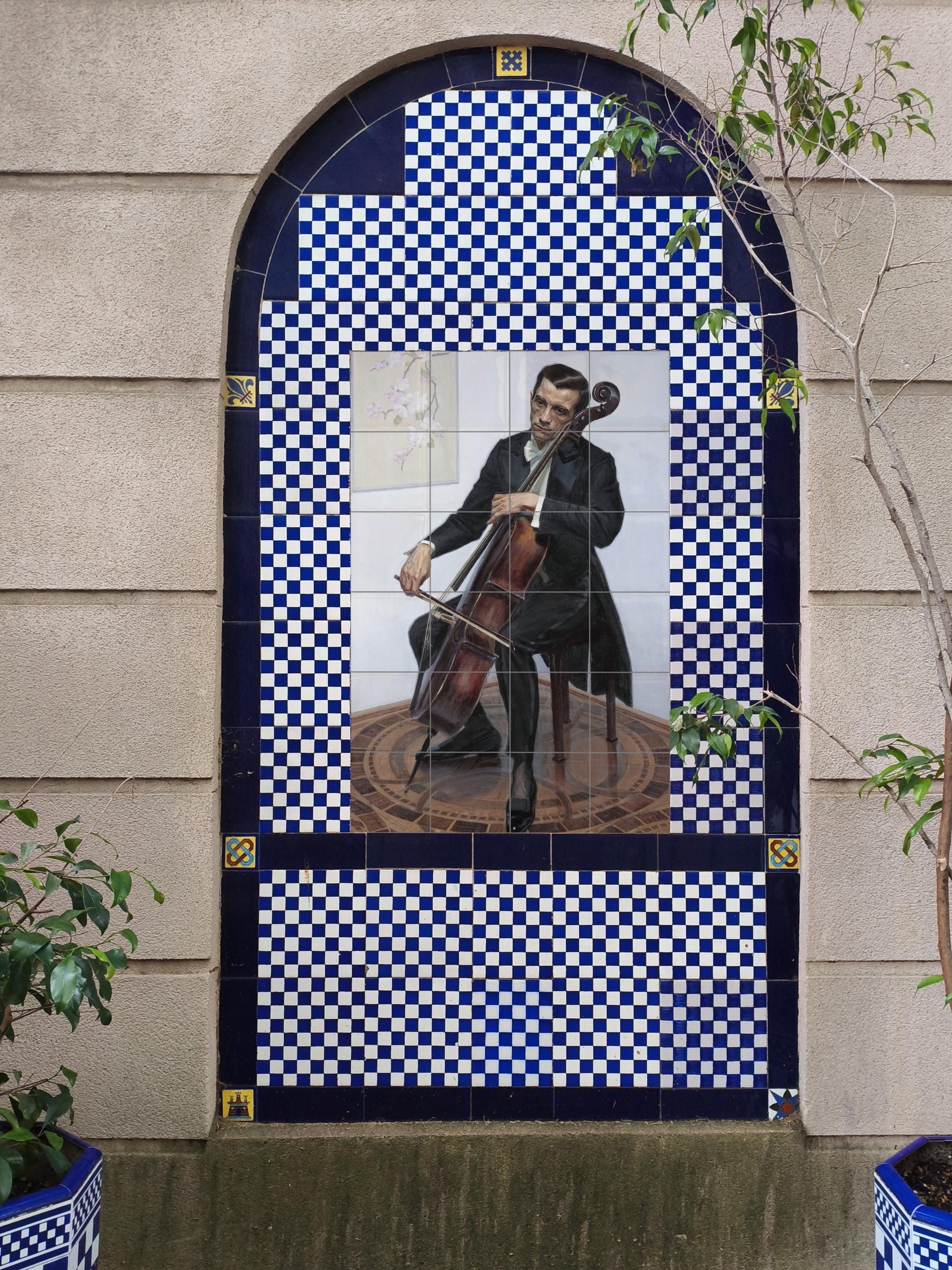 Cellist — Decorative Pattern Mural · Tile Wall Art