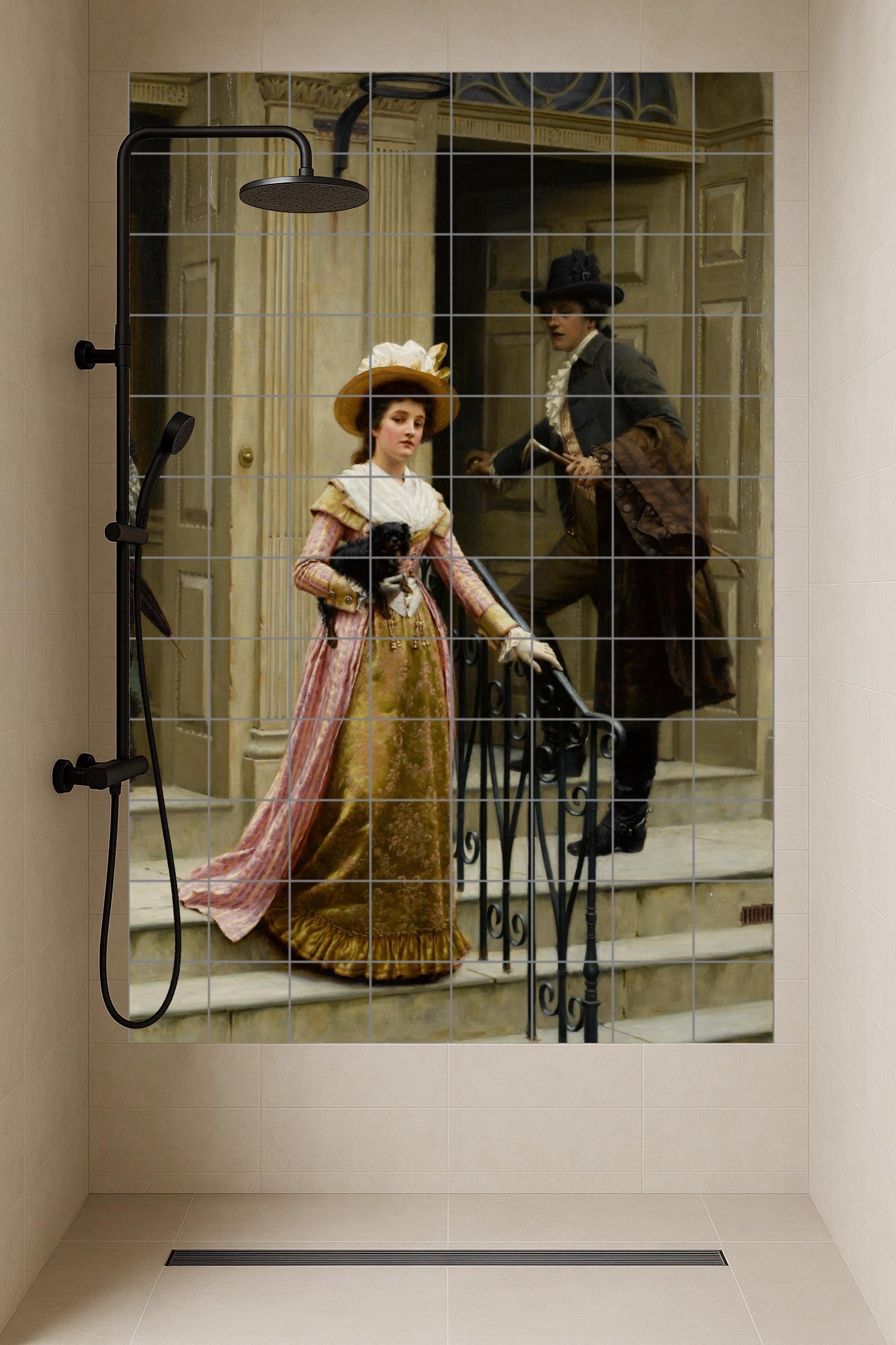Ceramic Tile Mural: Scene Victorian Romantic — Folk-Art Décor