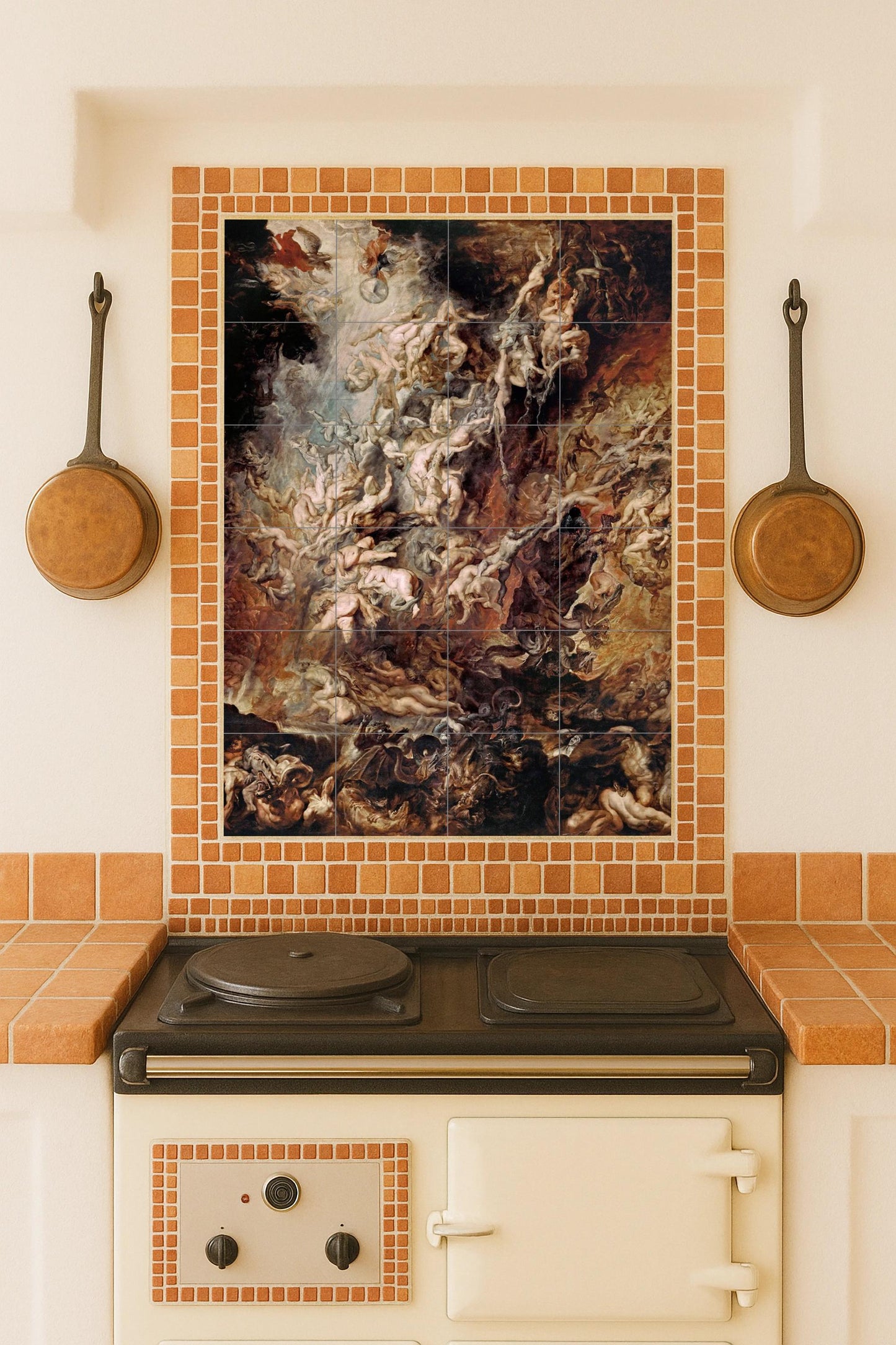 La caída de los condenados — Fine-Art Masterpiece · Ceramic Tile Mural