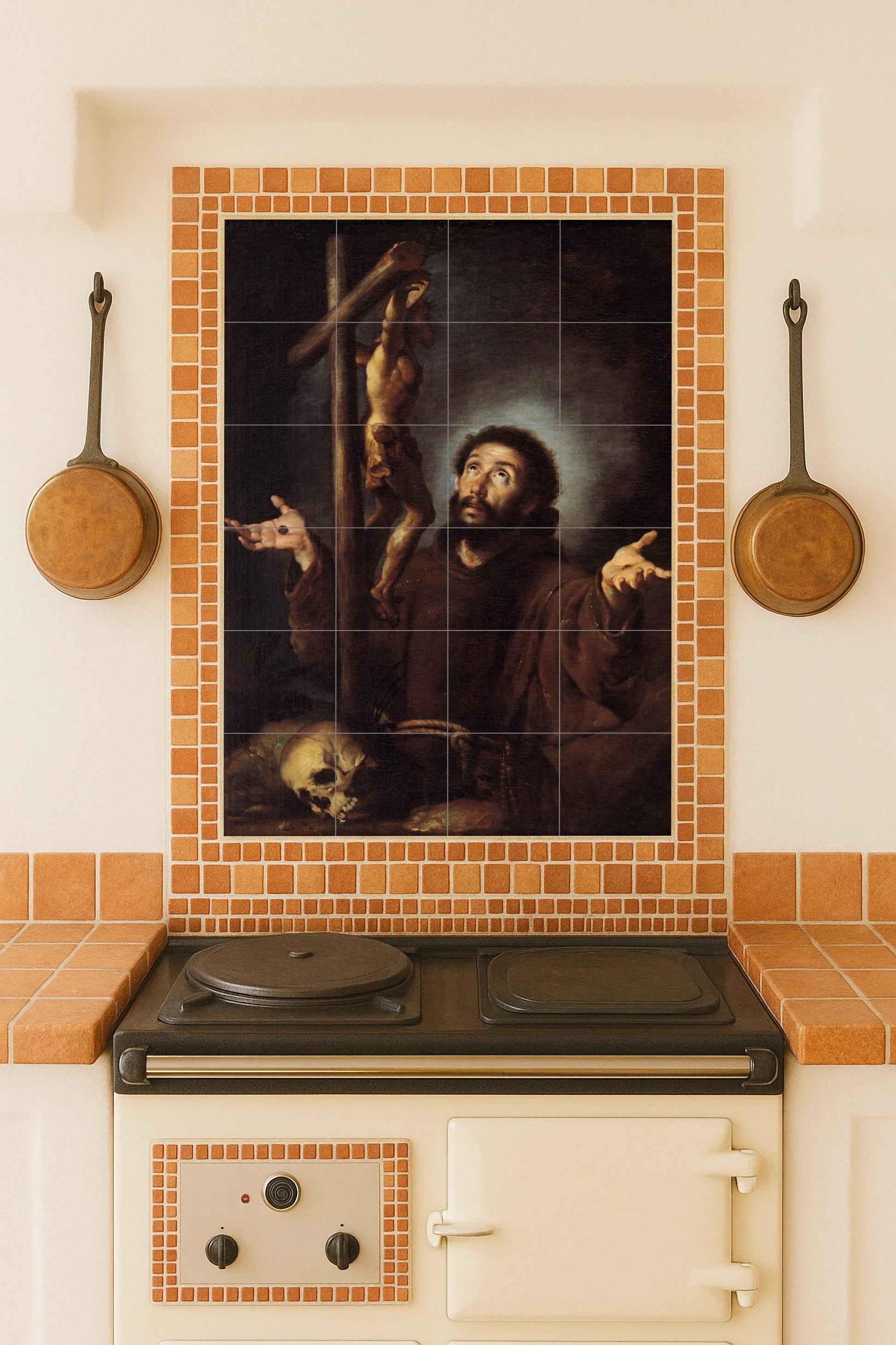 San Francisco de Asís — Santo en oración ante la cruz