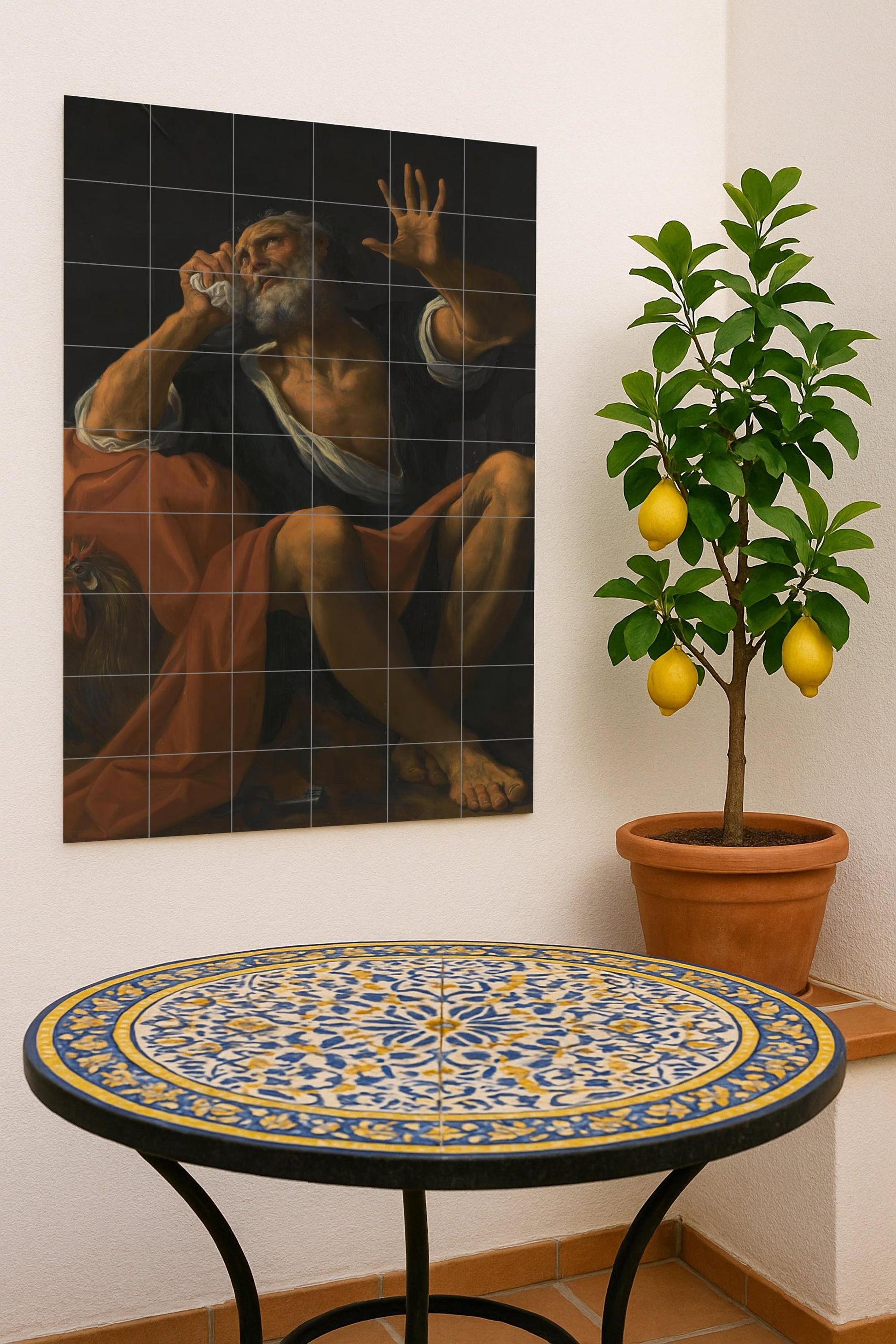San Pedro Penitente — Cerámica con gallo y llaves
