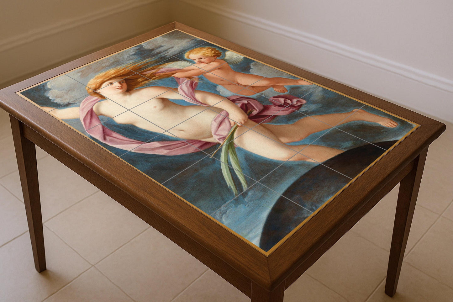 Fresque en Carrelage Grâce Céleste — Art Mural Mythologique