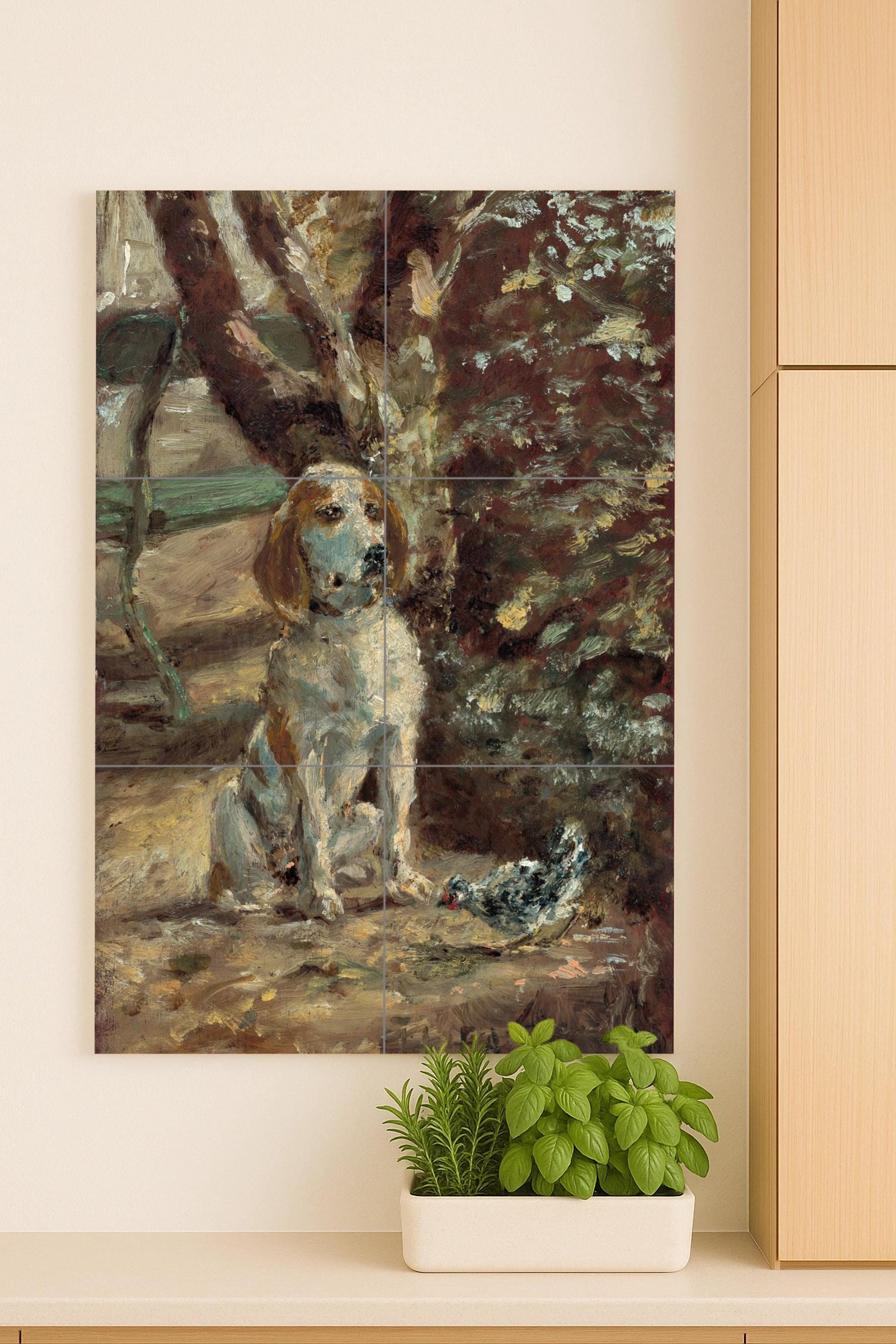 Cane e Uccello — Arte di Animali e Uccelli, Arte da Parete in Ceramica