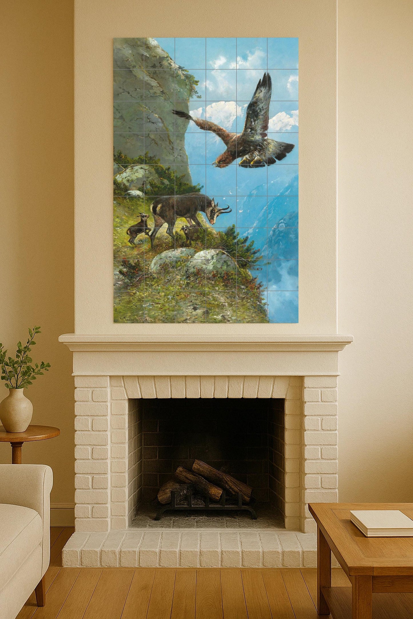 Águila y rebeco — Representa una espectacular escena de fauna alpina