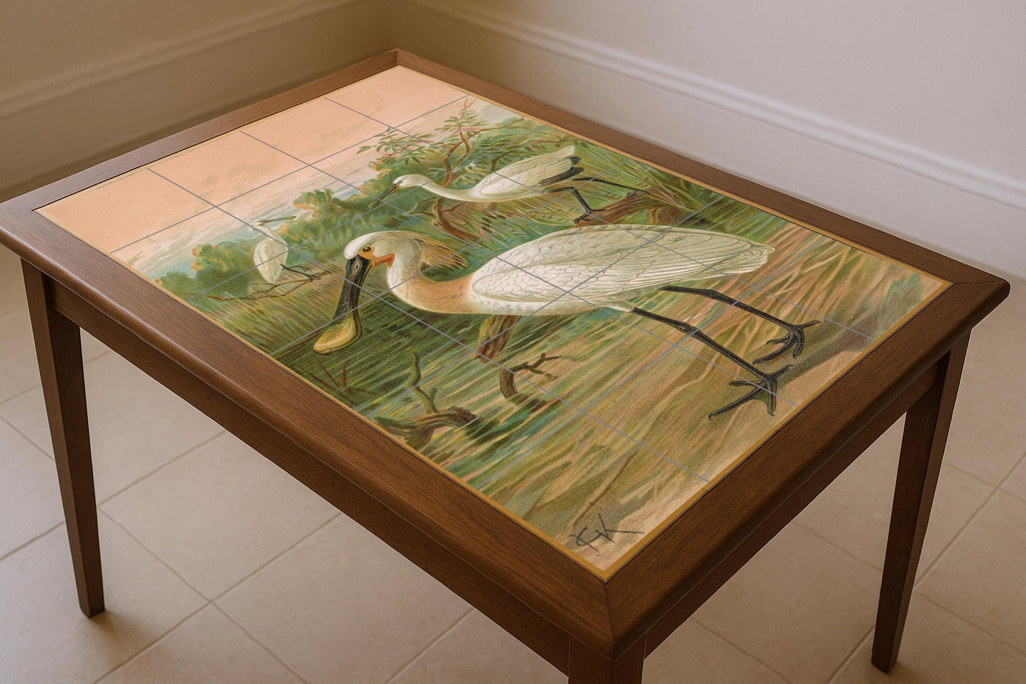 Fresque en Carrelage Espátulas au Lever du Soleil — Paysage Botanique