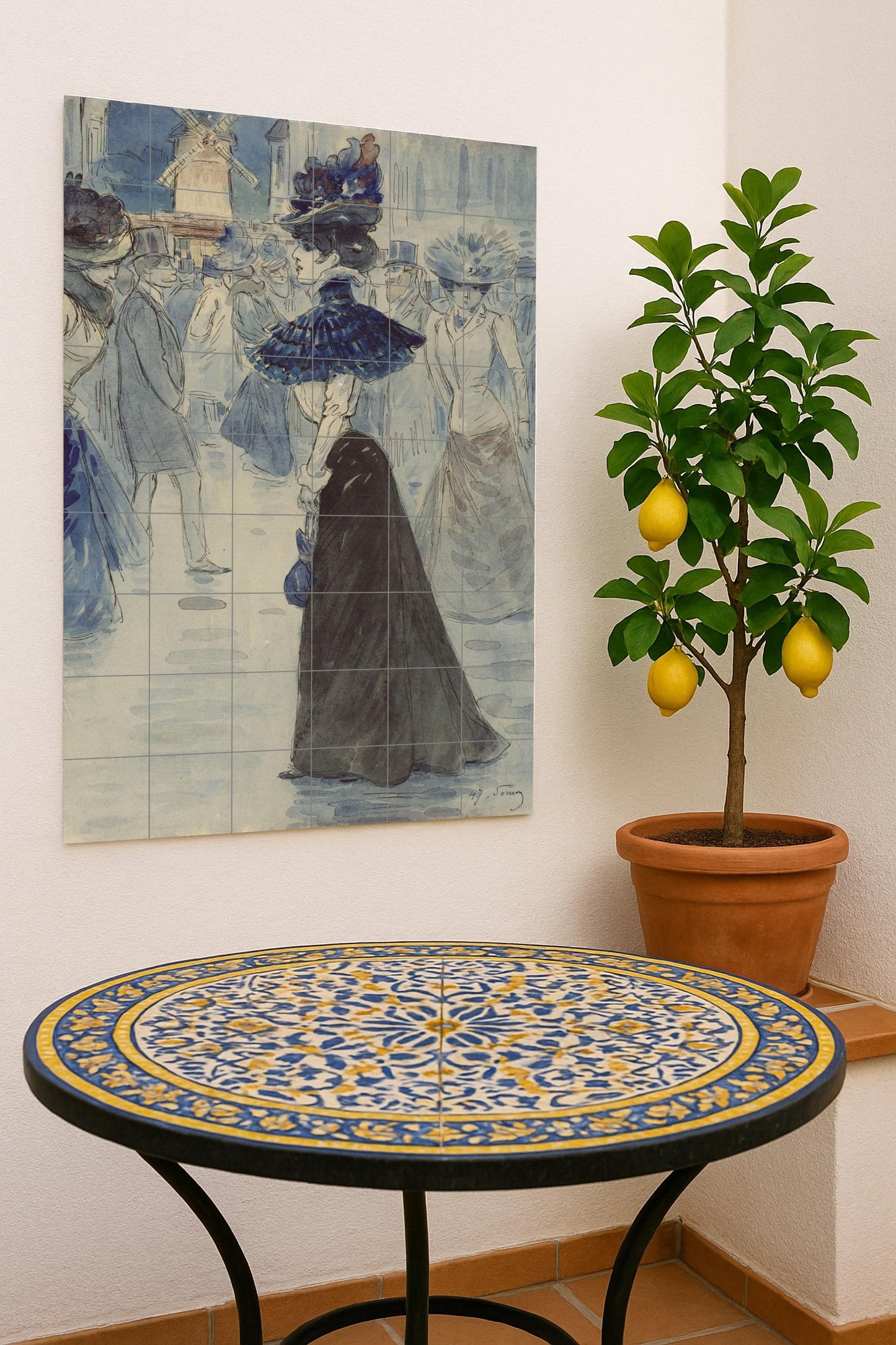Dama parisina in il Moulin Rouge — Arte da Galleria, Arte da Parete in Ceramica