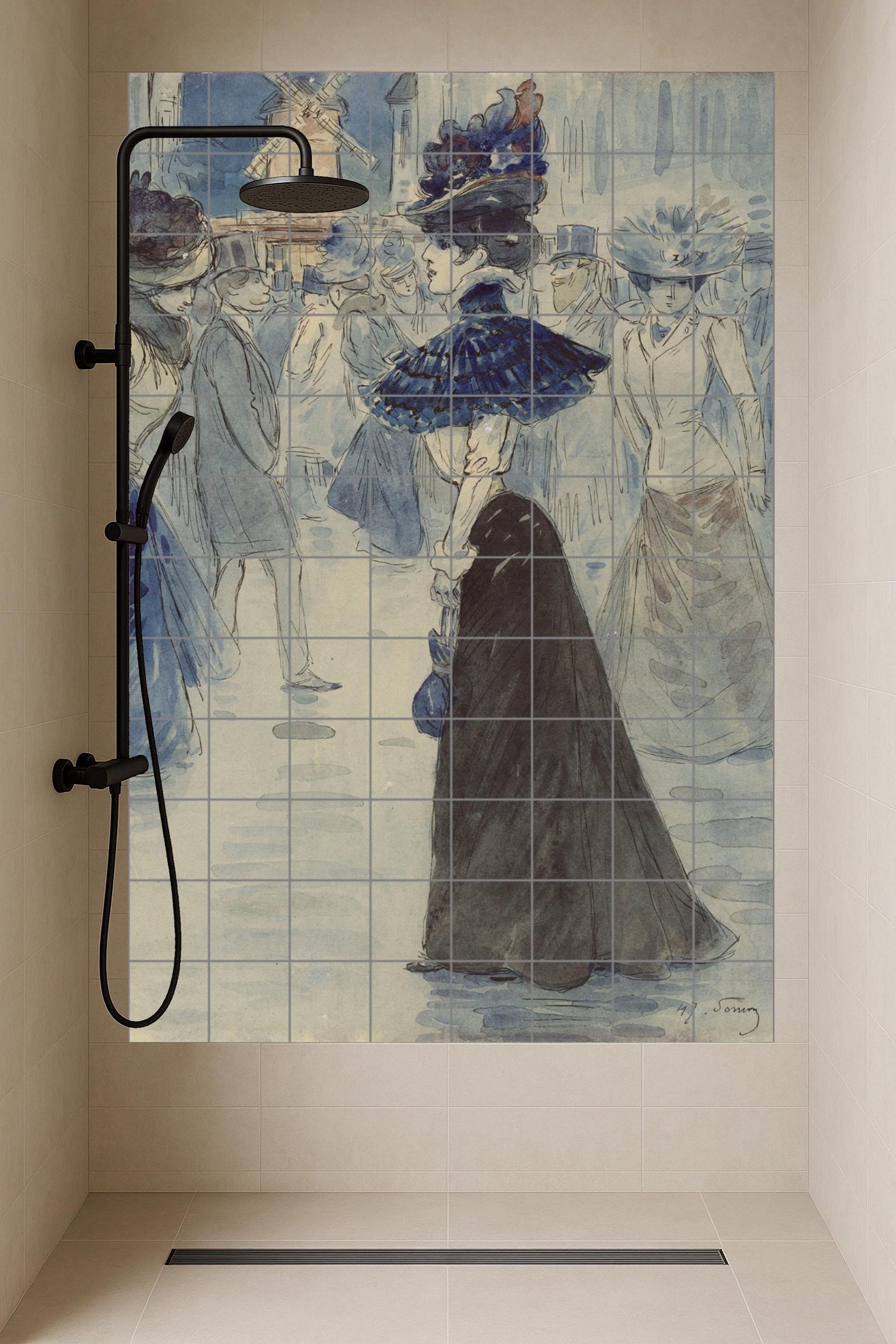 Dama parisina in il Moulin Rouge — Arte da Galleria, Arte da Parete in Ceramica