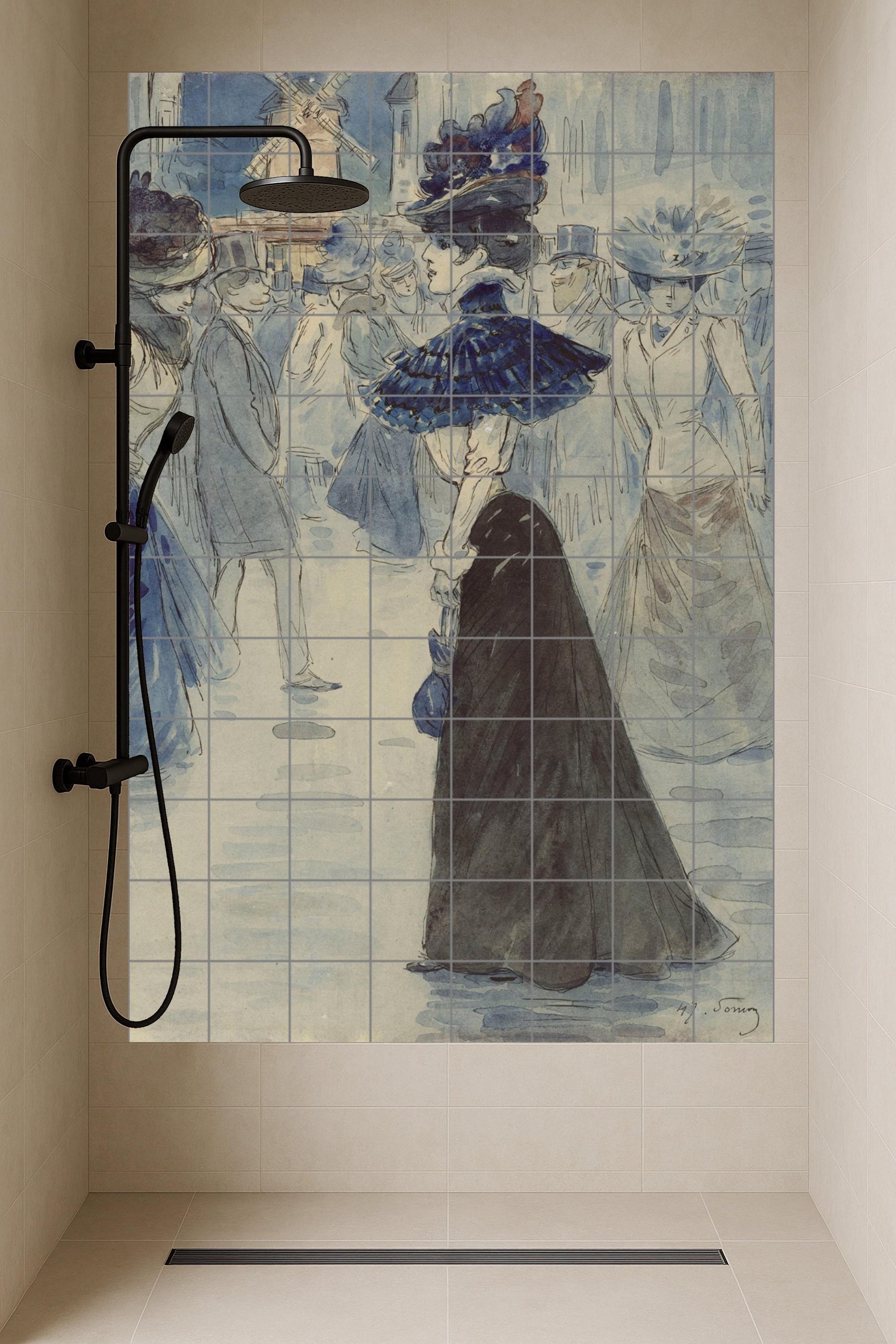 Dama parisina in il Moulin Rouge — Arte da Galleria, Arte da Parete in Ceramica