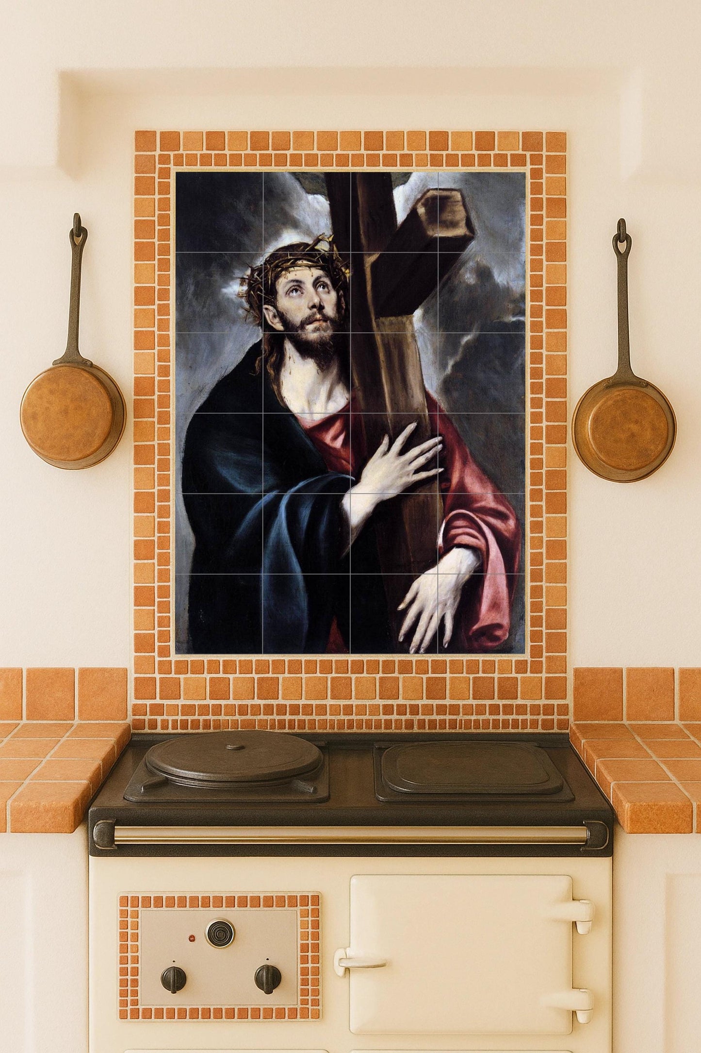 Cristo cargando la Croce — Arte da Galleria, Arte da Parete in Ceramica