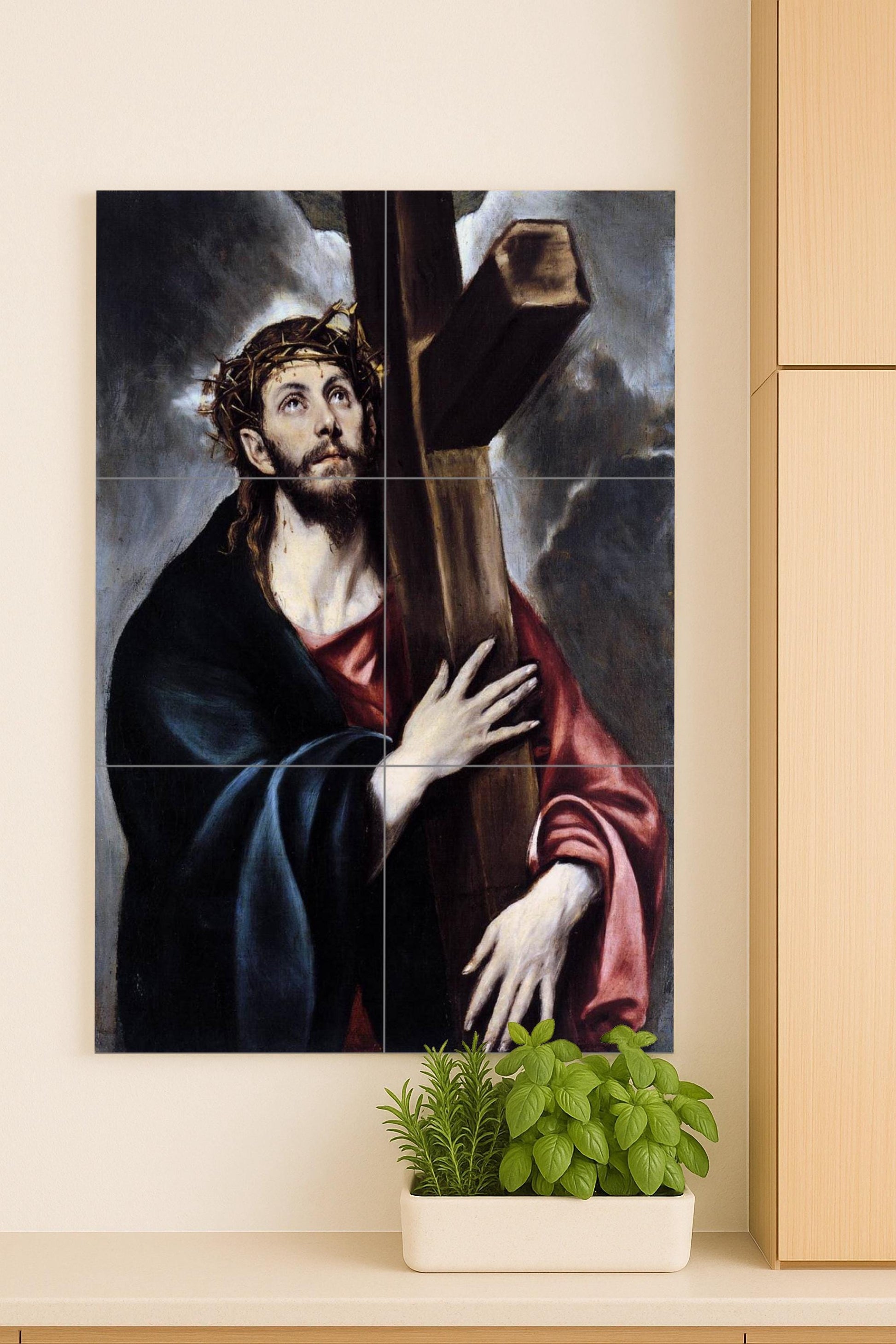 Cristo cargando la Croce — Arte da Galleria, Arte da Parete in Ceramica