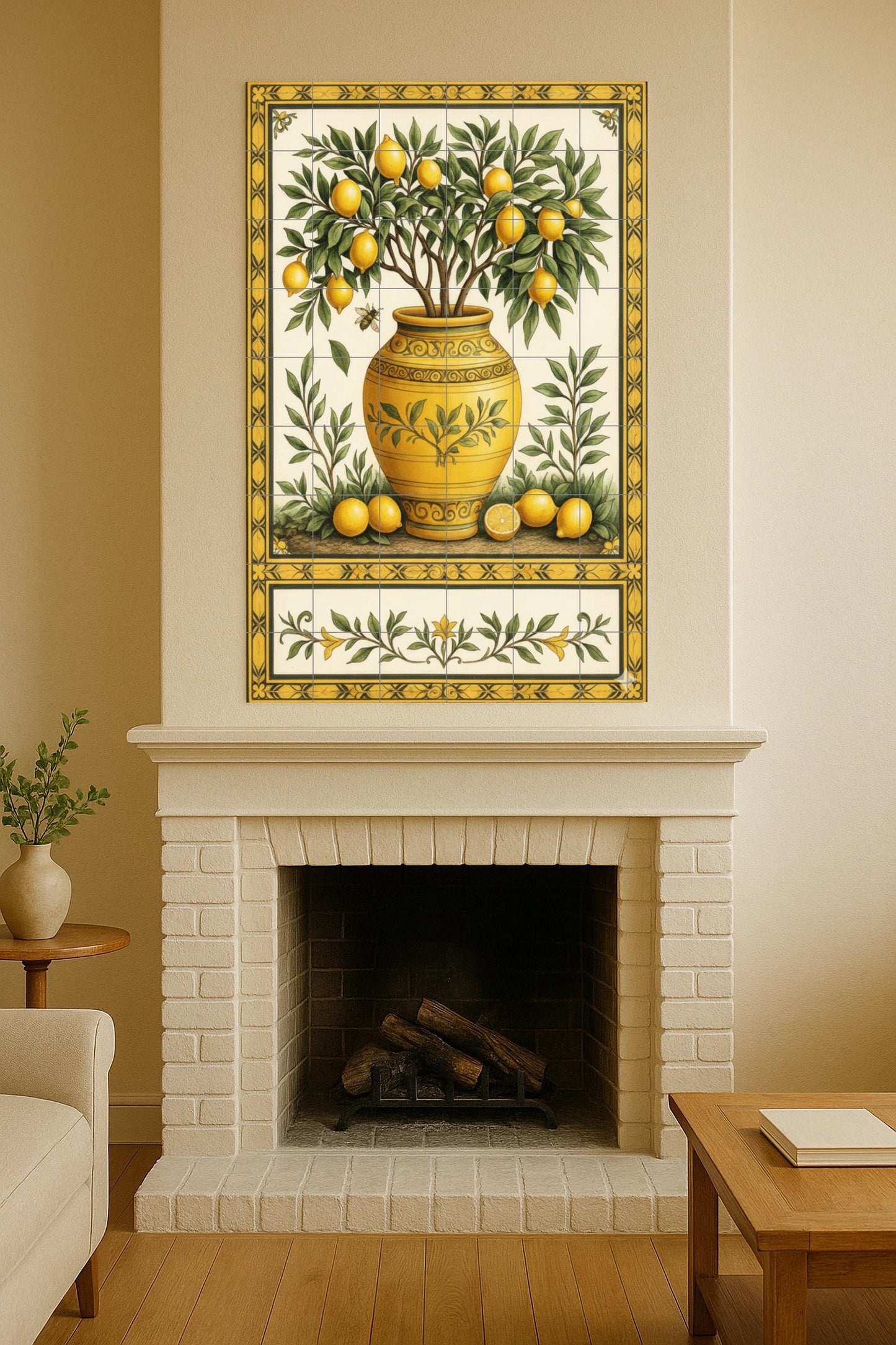 Limone in Vaso Ornamentale — Arte Naturale da Parete, Arte da Parete in Ceramica
