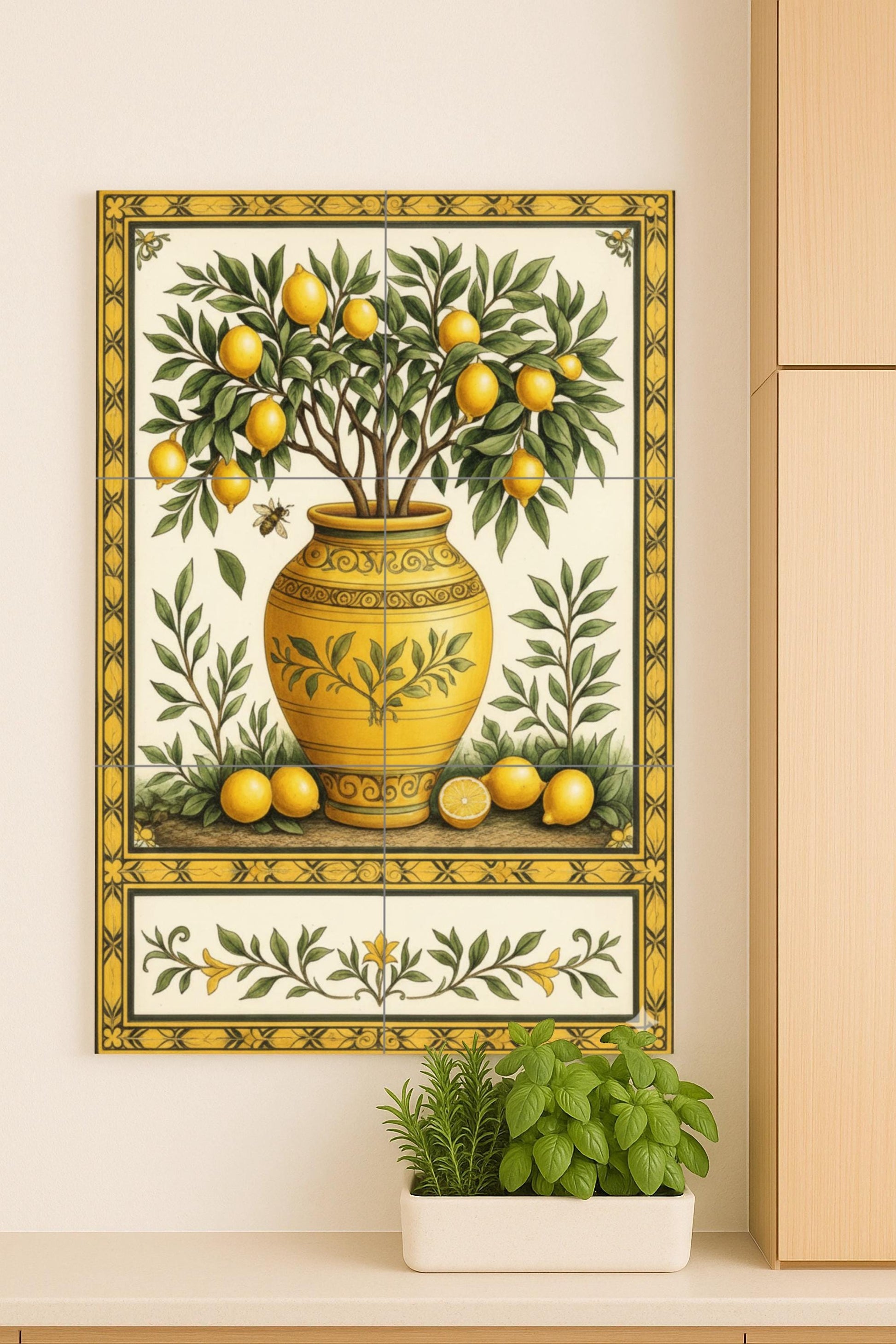 Limone in Vaso Ornamentale — Arte Naturale da Parete, Arte da Parete in Ceramica