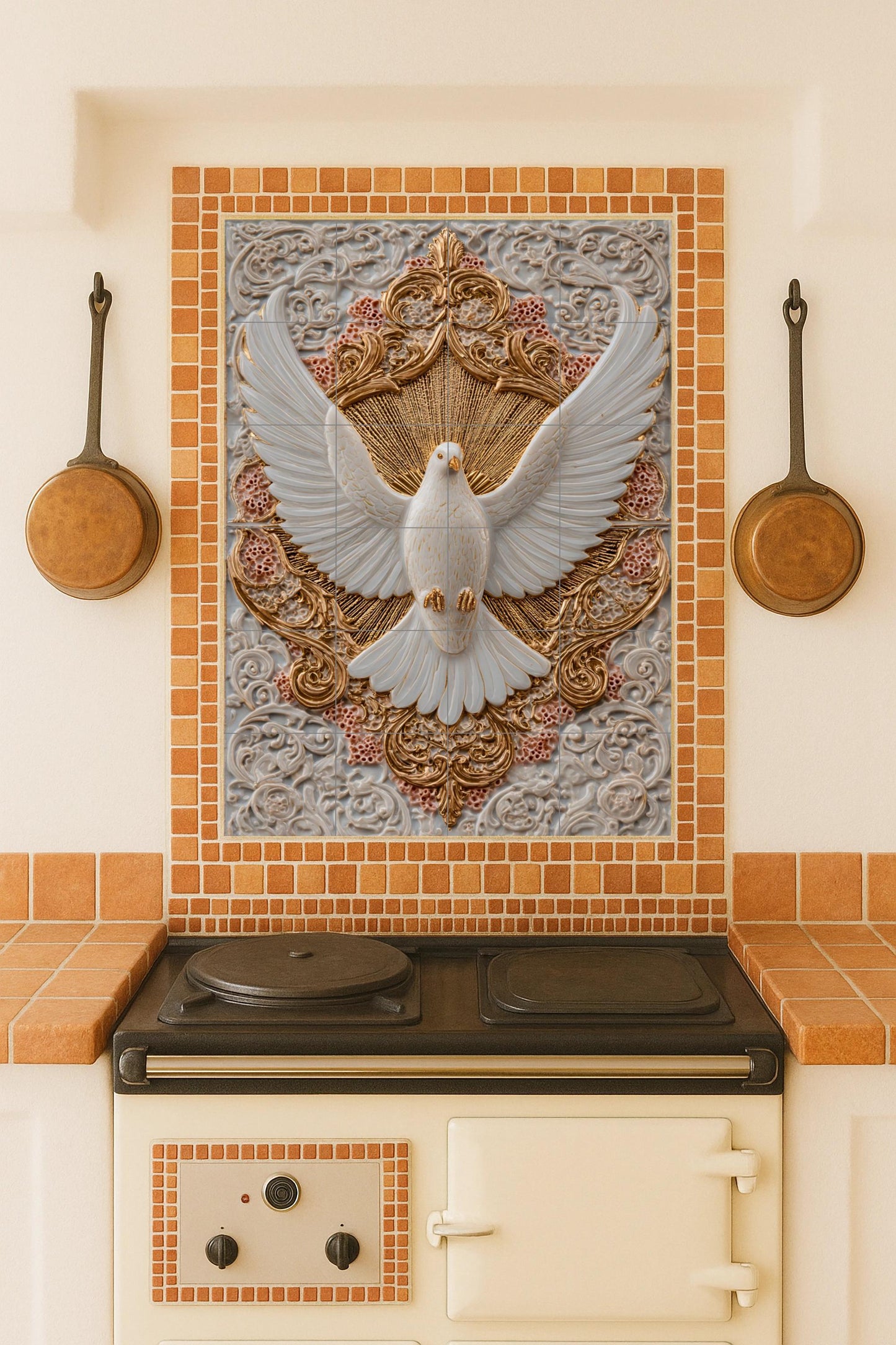 Taube Blanca von die Pureza — Fliesen-Wandbild aus Keramik · Dekoratives Muster-Wandbild