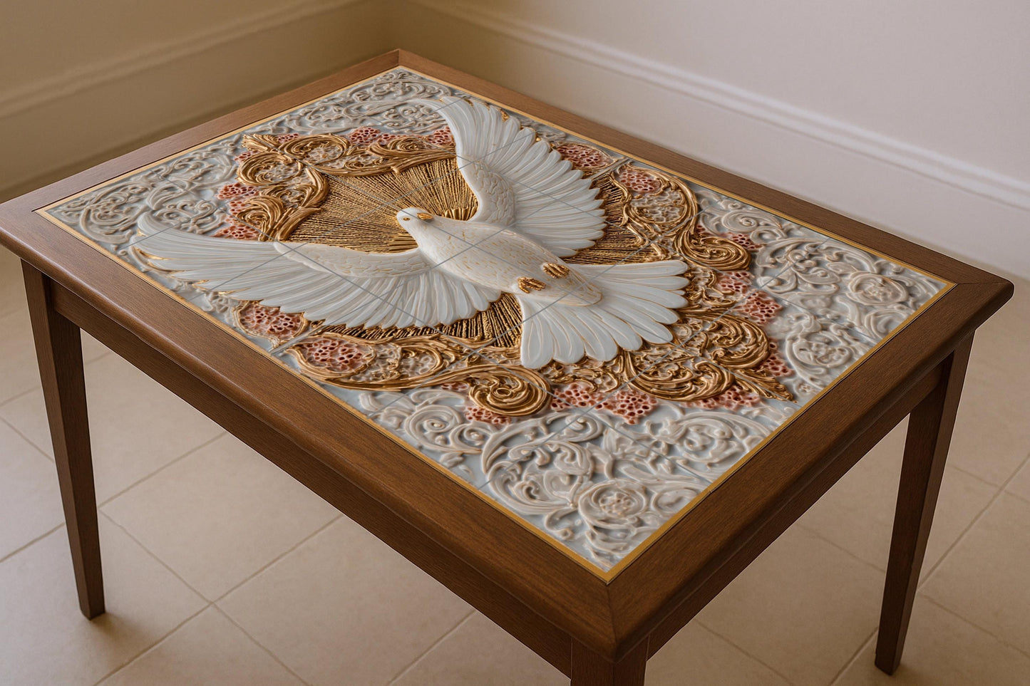Taube Blanca von die Pureza — Fliesen-Wandbild aus Keramik · Dekoratives Muster-Wandbild