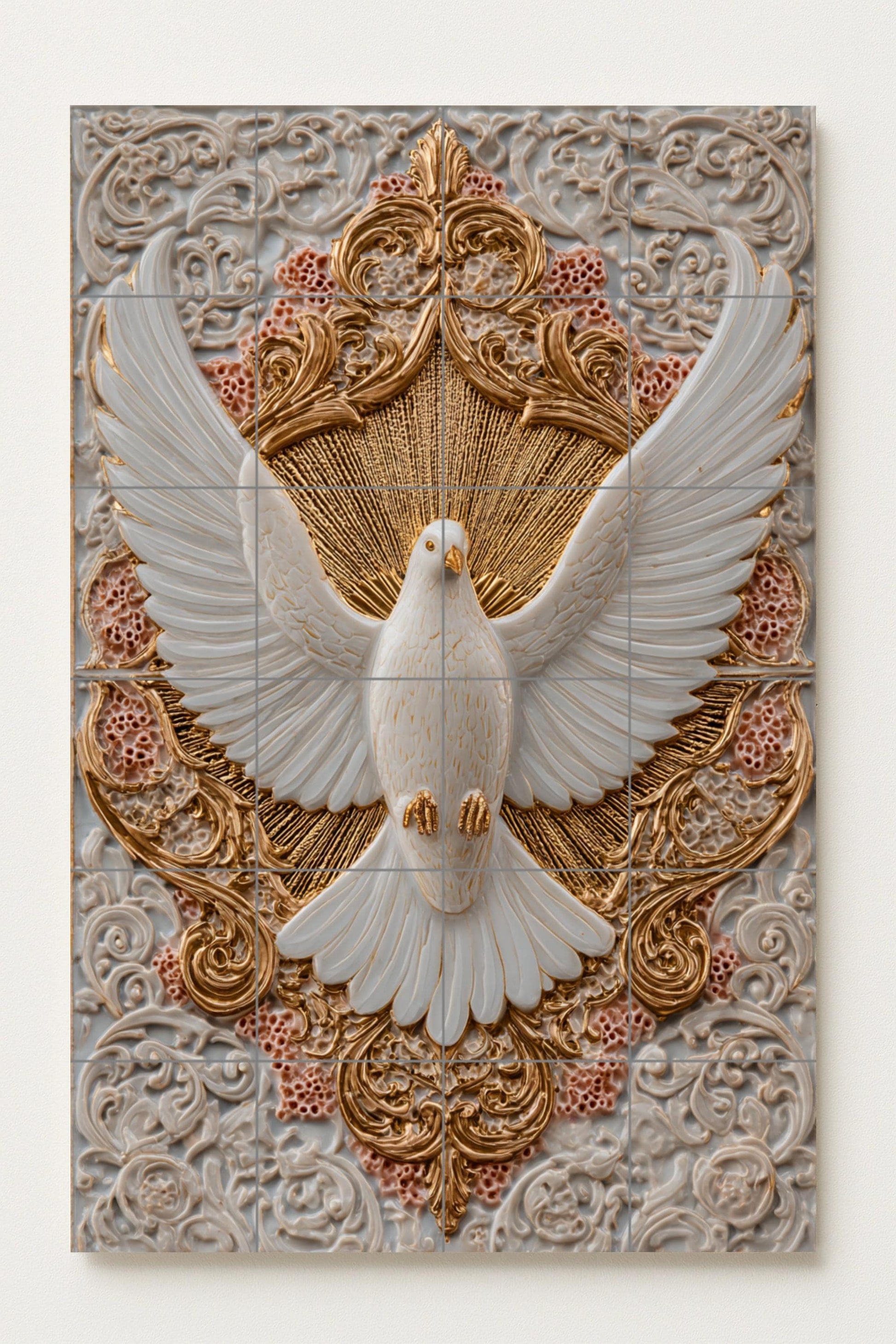 Taube Blanca von die Pureza — Fliesen-Wandbild aus Keramik · Dekoratives Muster-Wandbild