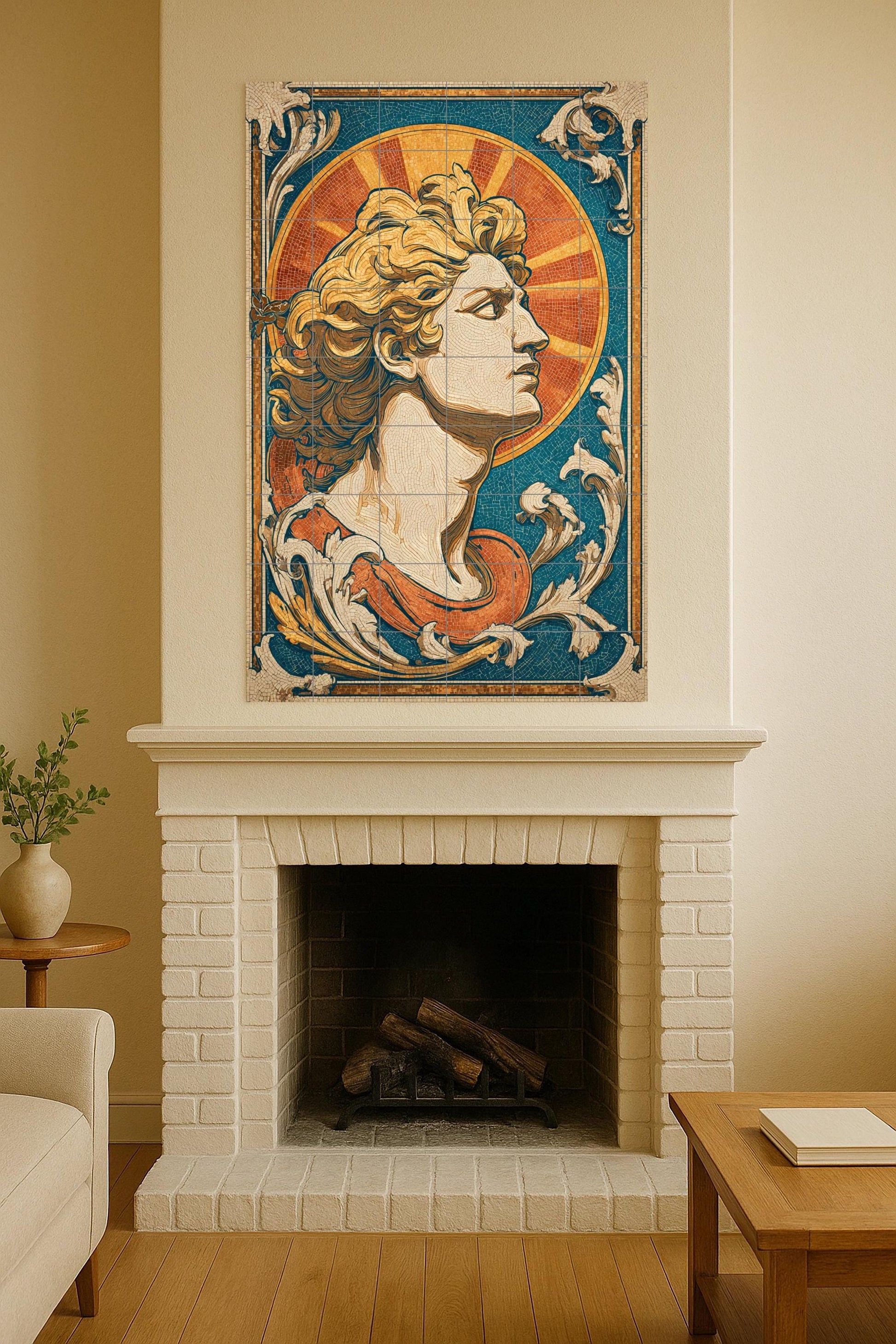 Helios — Mythological Scene · Ceramic Tile Mural